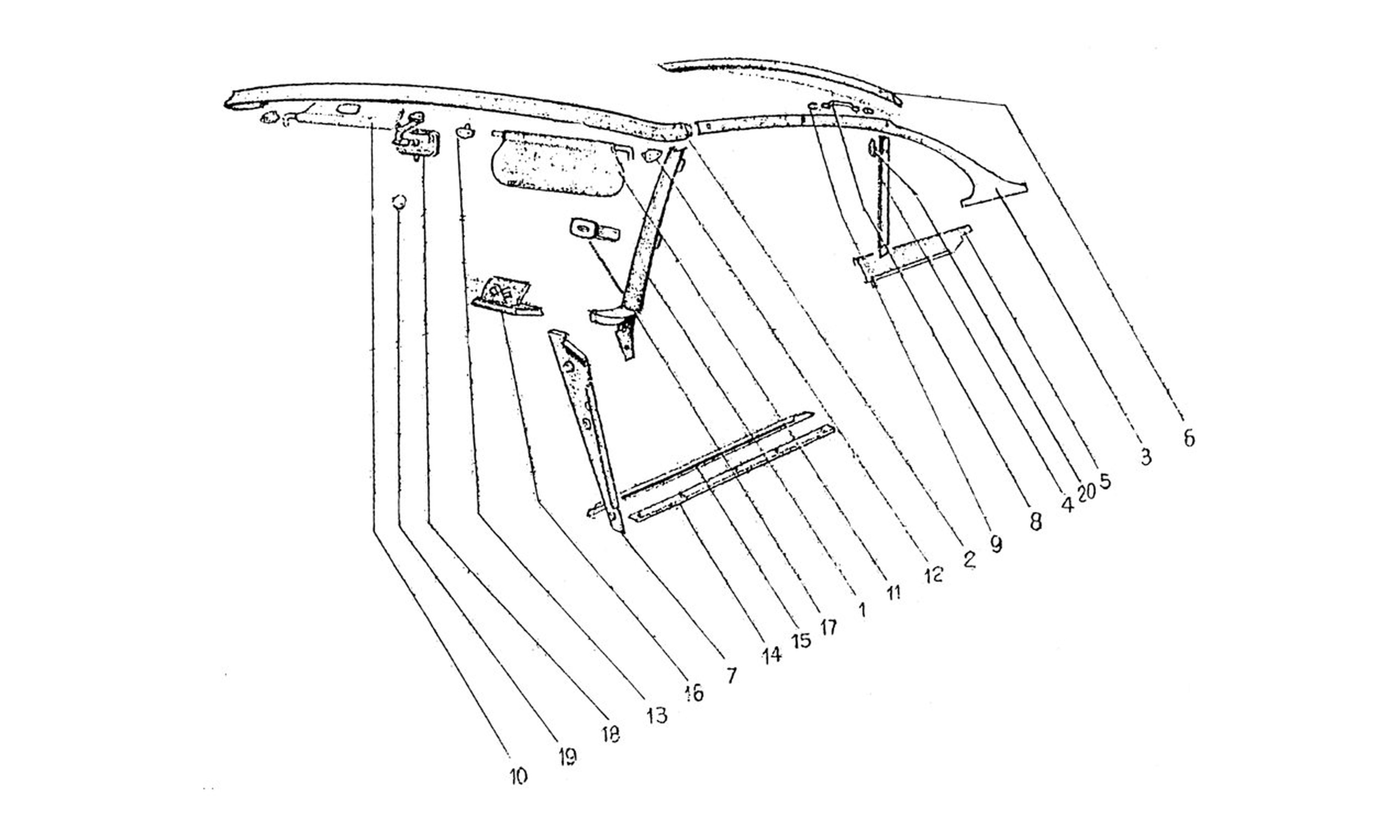 Schematic: Inner Sun Visors -Rear View Mirror - Ashtray (Edition 1)