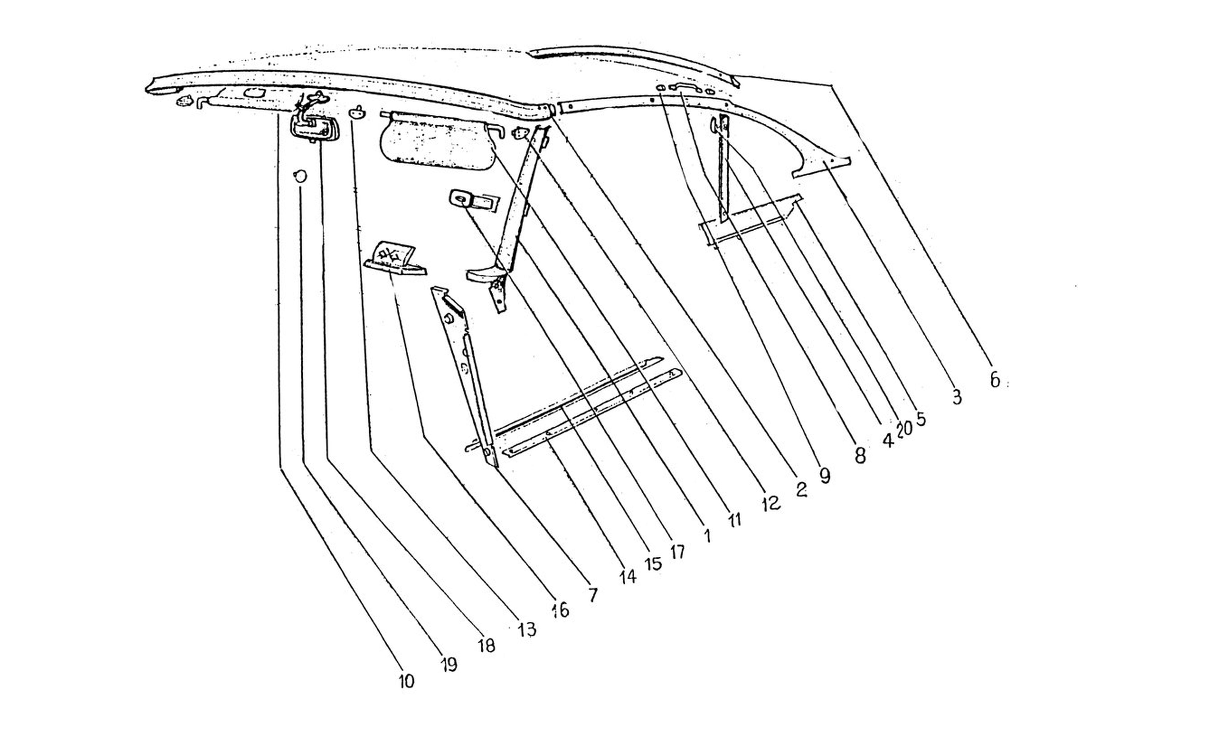 Schematic: Inner Sun Visors -Rear View Mirror - Ashtray (Edition 2)