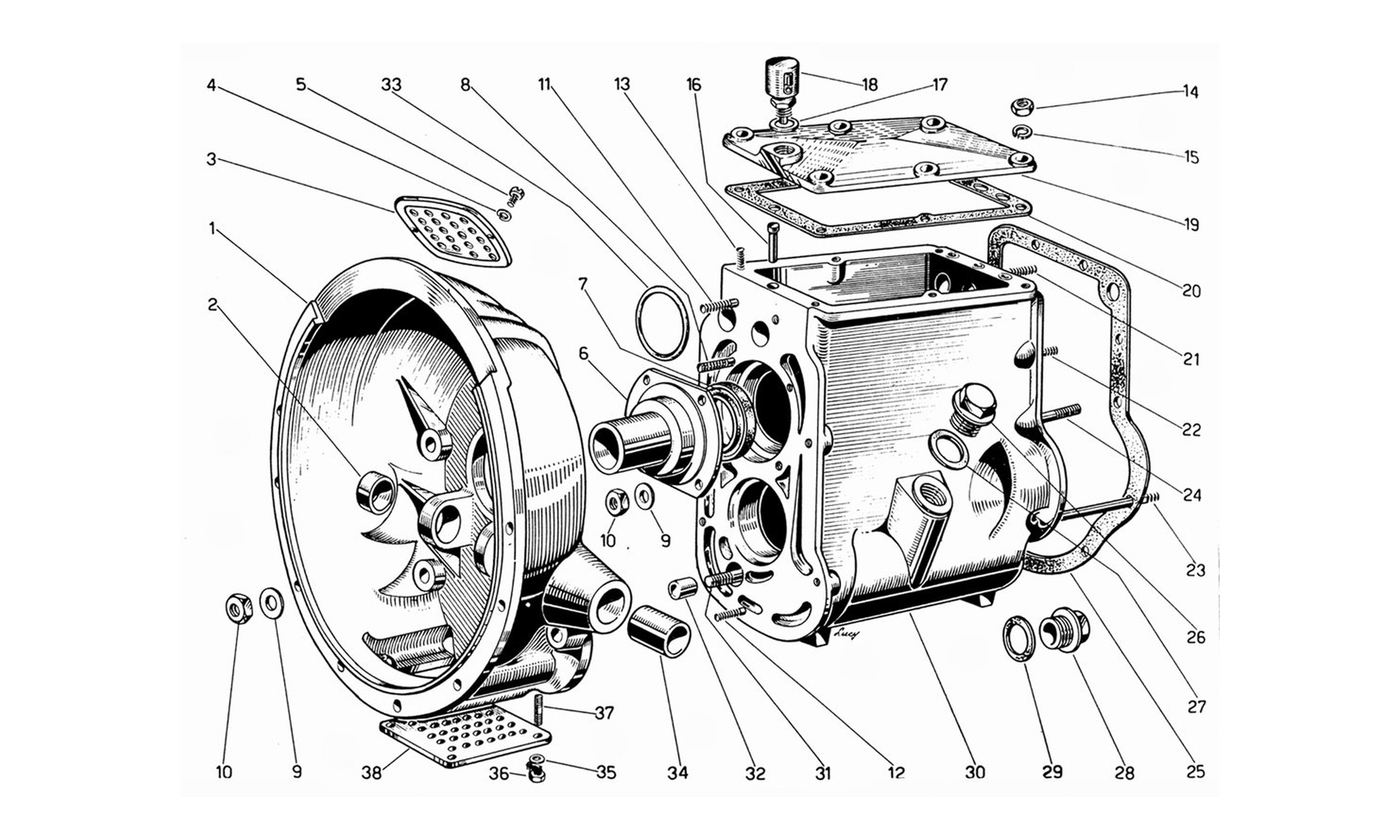 Schematic: Clutch Housing and Gear Box