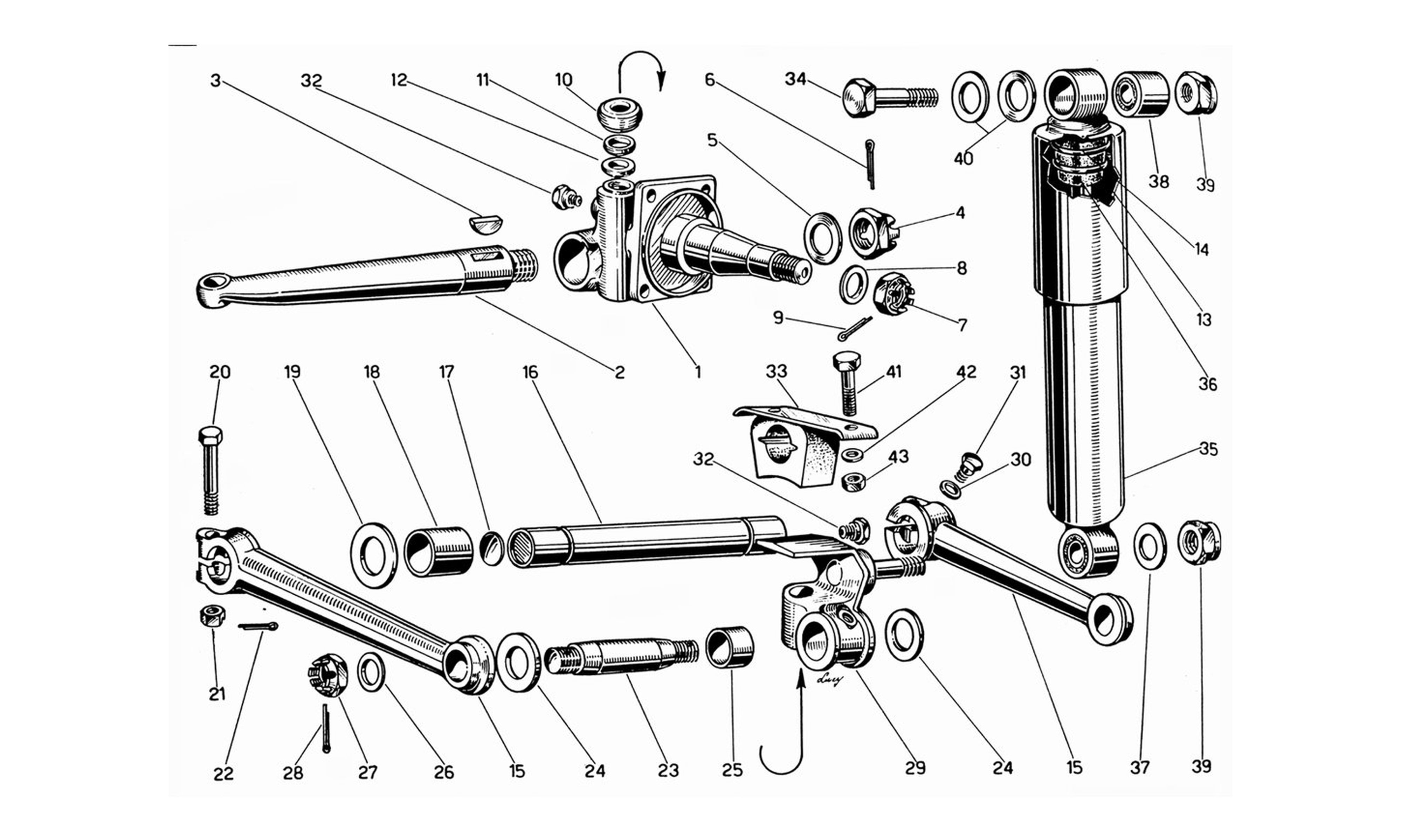 Schematic: Front Wheel Suspension Upper Arms