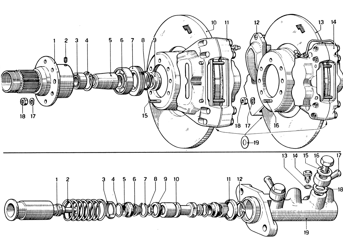 Schematic: Front & Rear Brakes Discs & Master Cylinder