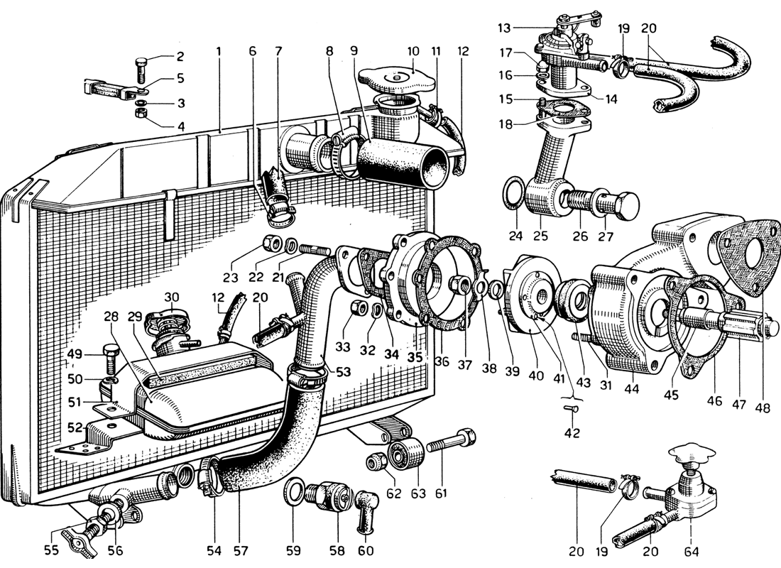 Schematic: Radiator And Water Pump