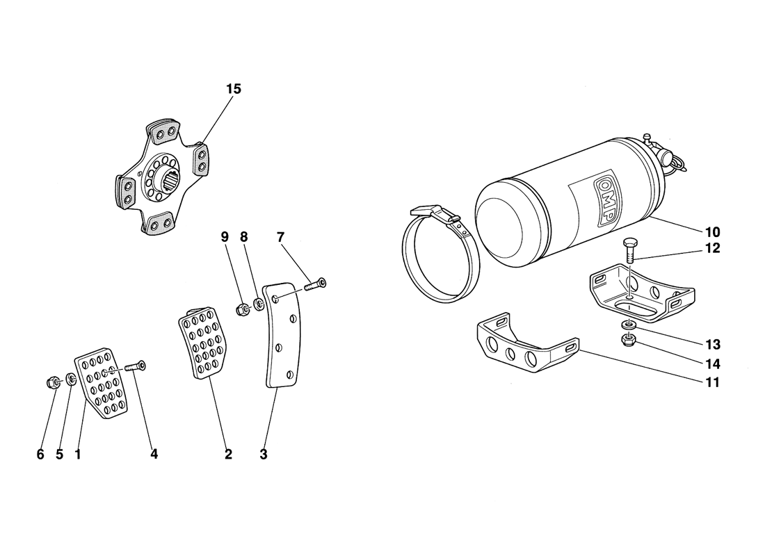 Schematic: Pedal Plates - Clutch Disc- Extinguisher