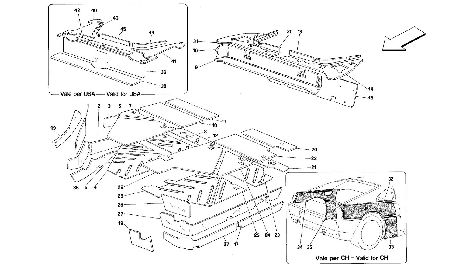 Schematic: Passengers Comp. Insulations -Valid For Gtb-Gts -Valid For Usa-