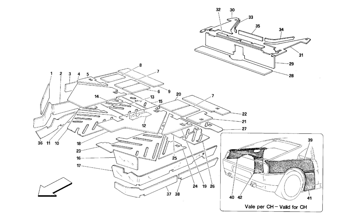 Schematic: Passengers Comp. Insulations -Valid For Spider - Not For Usa-