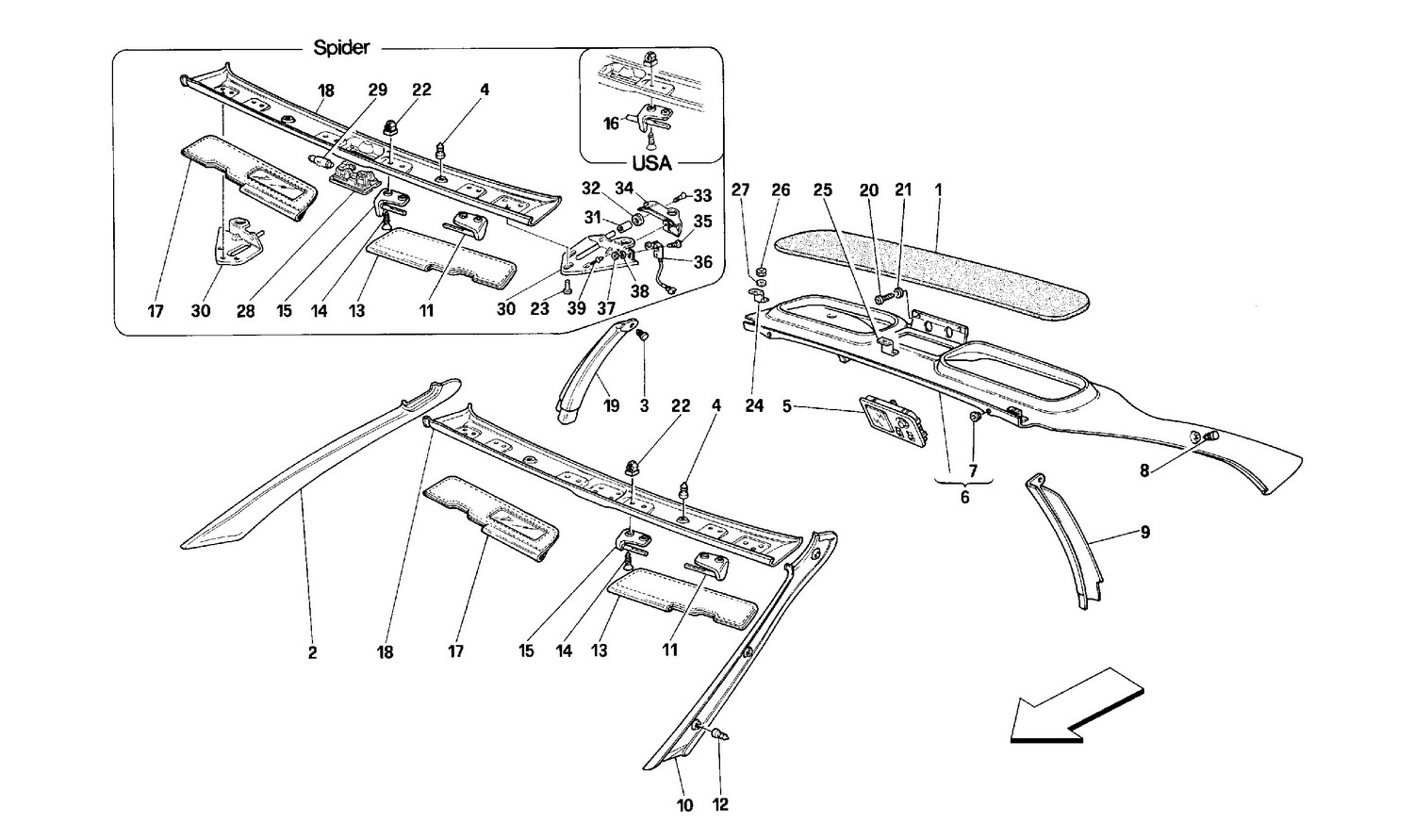 Schematic: Roof Trims -Valid For Gts And Spider-