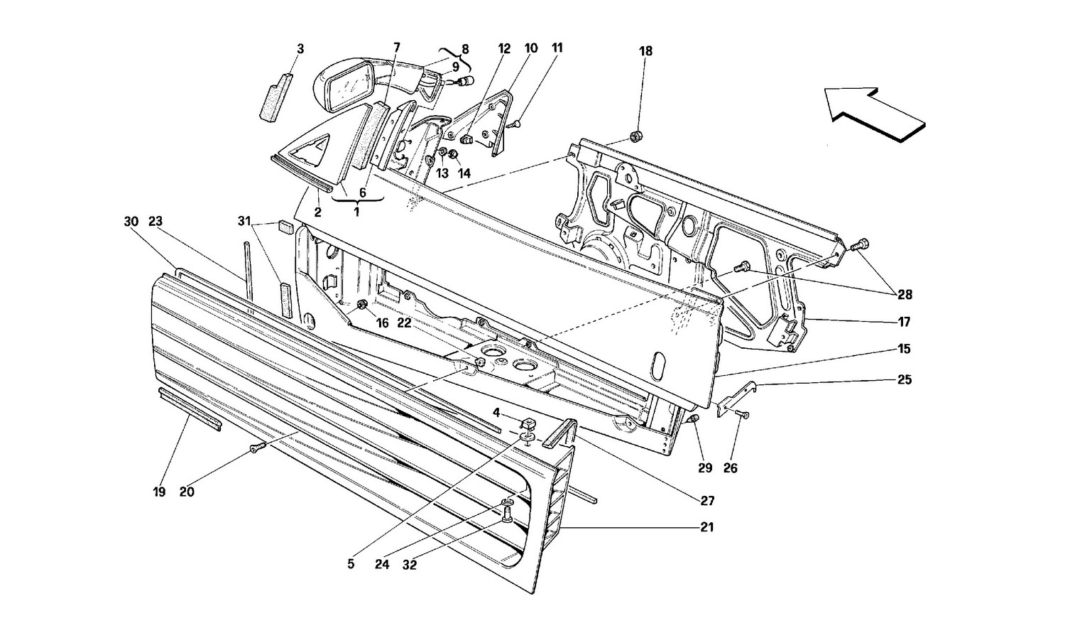 Schematic: Doors - Framework And Rear Mirror