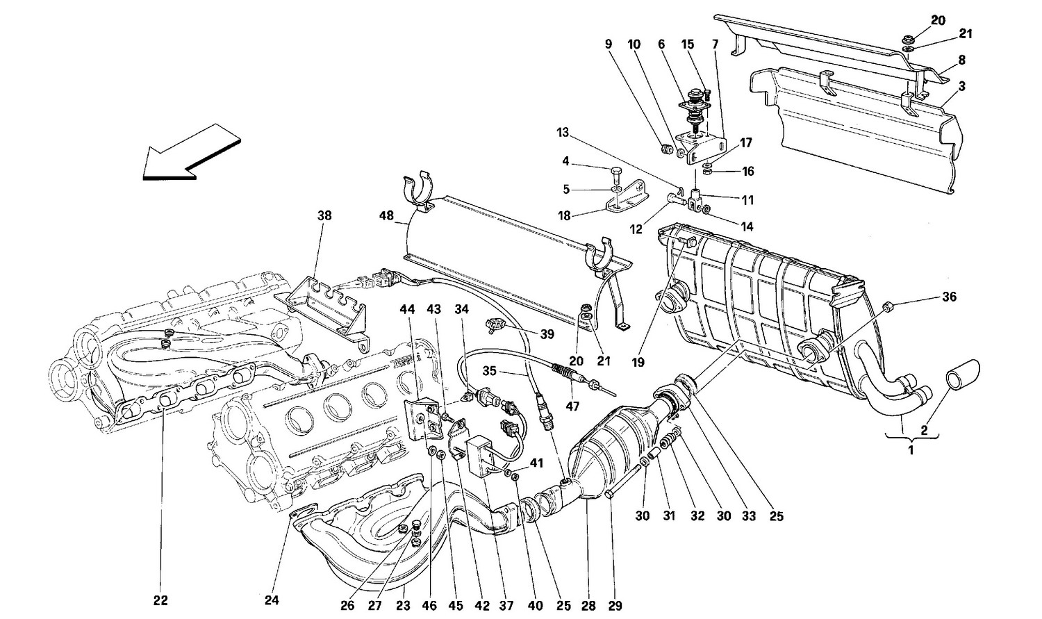 Schematic: Exhaust System -Not For Usa, Cdn, Ch, Aus-