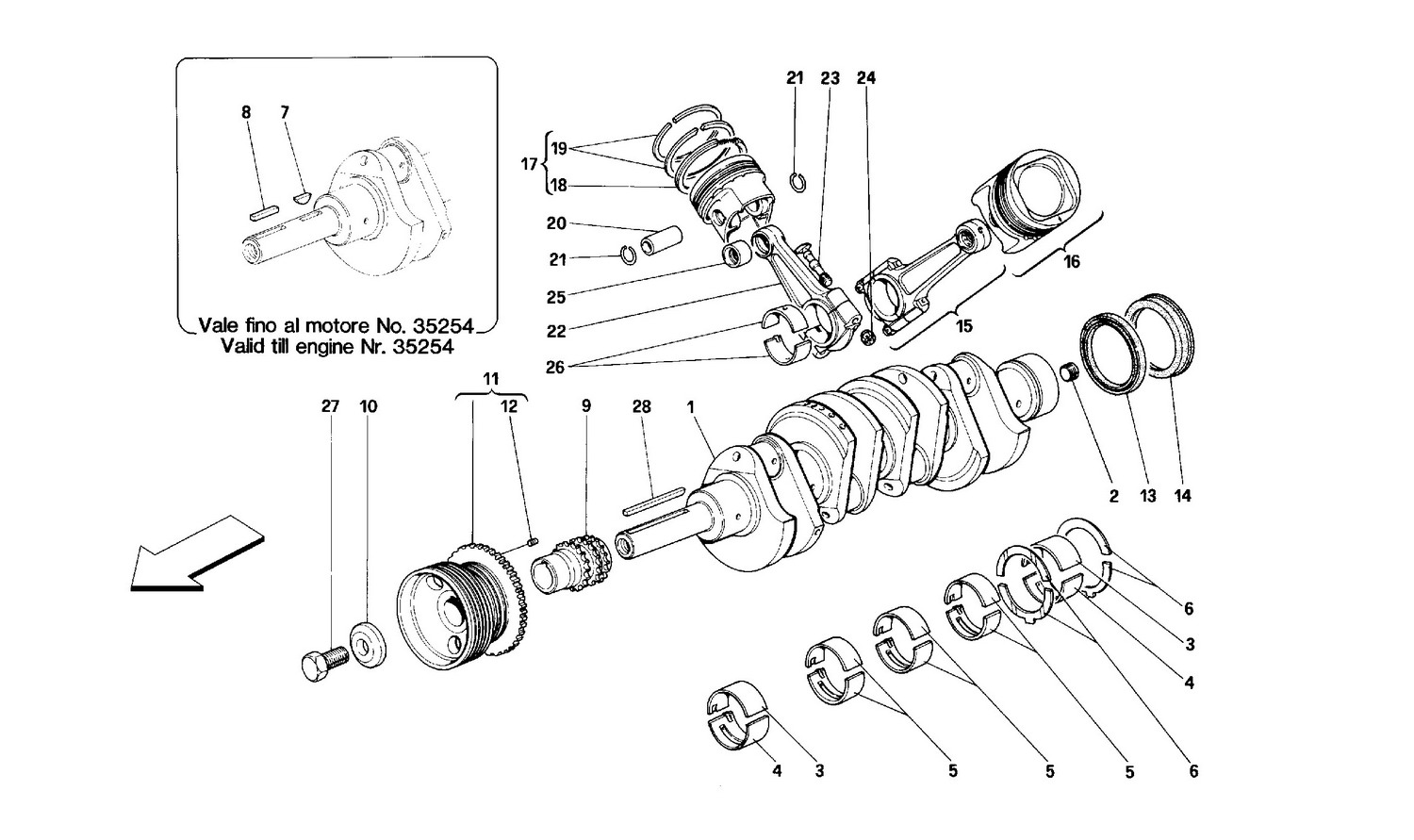 Schematic: Crankshaft, Conrods And Pistons