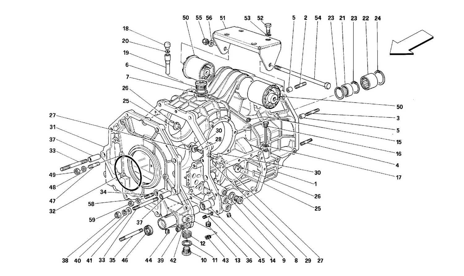 Schematic: Gearbox Differential Housing And Intermediate Casing