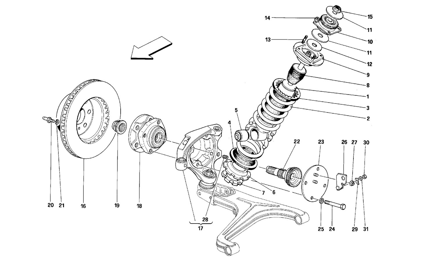 Schematic: Front Suspension - Shock Absorber And Brake Disc