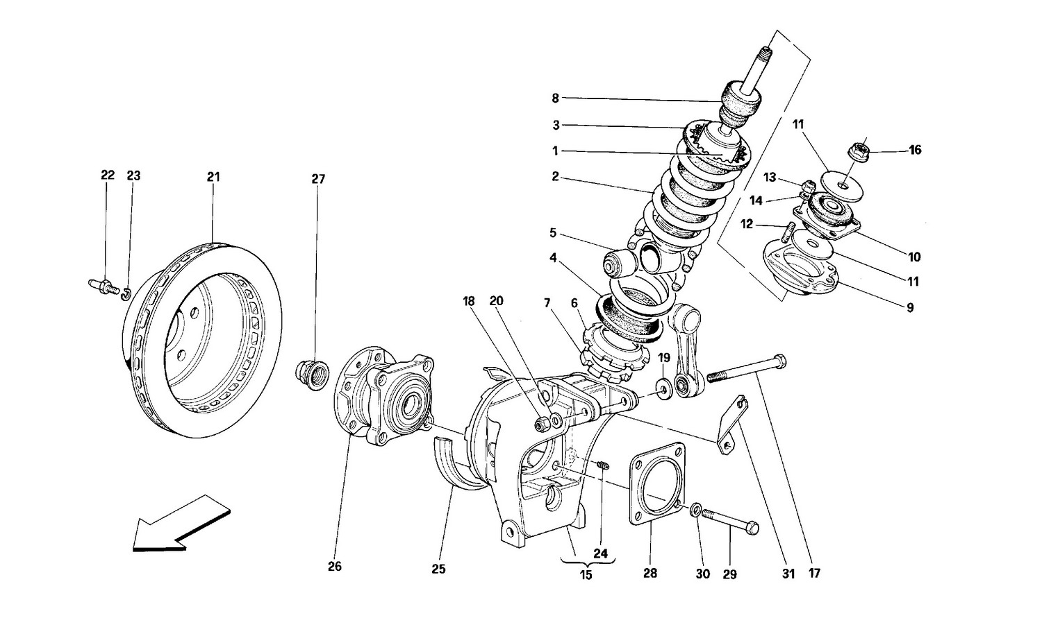 Schematic: Rear Suspension - Shock Absorber And Brake Disc