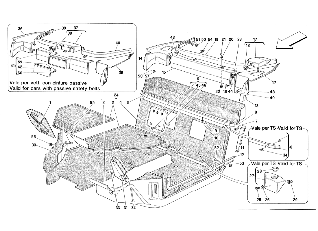 Schematic: Passengers Compartment Carpets - Valid For Tb - Valid Till Car Nr. 94909 Ts And Nr. 94268 Usa Ts