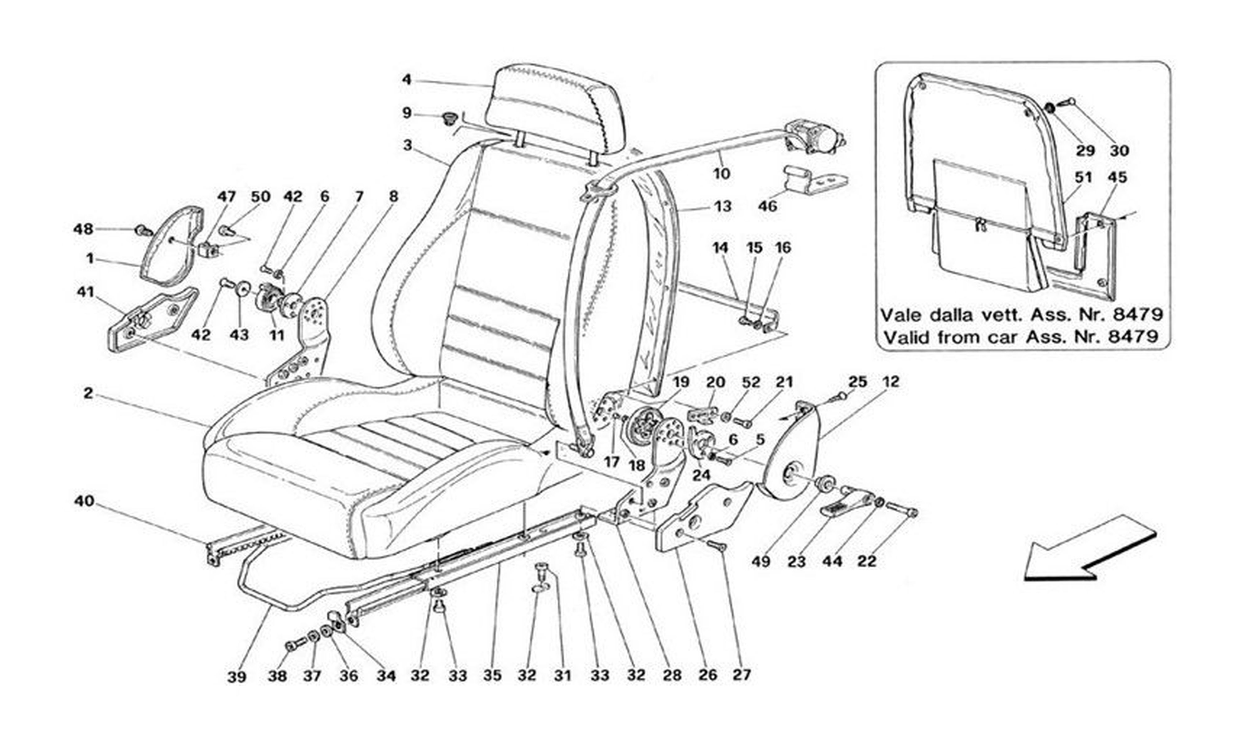 Schematic: Seats And Safety Belts - Not For Cars With Passive Safety Belts - Valid Till Car Ass. Nr. 5277
