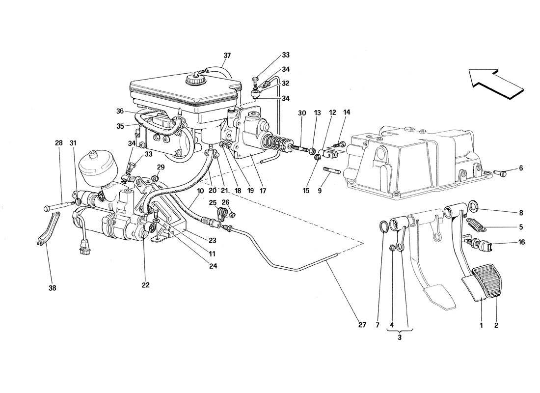 Schematic: Throttle Pedal And Brake Hydraulic System - Valid For Rhd