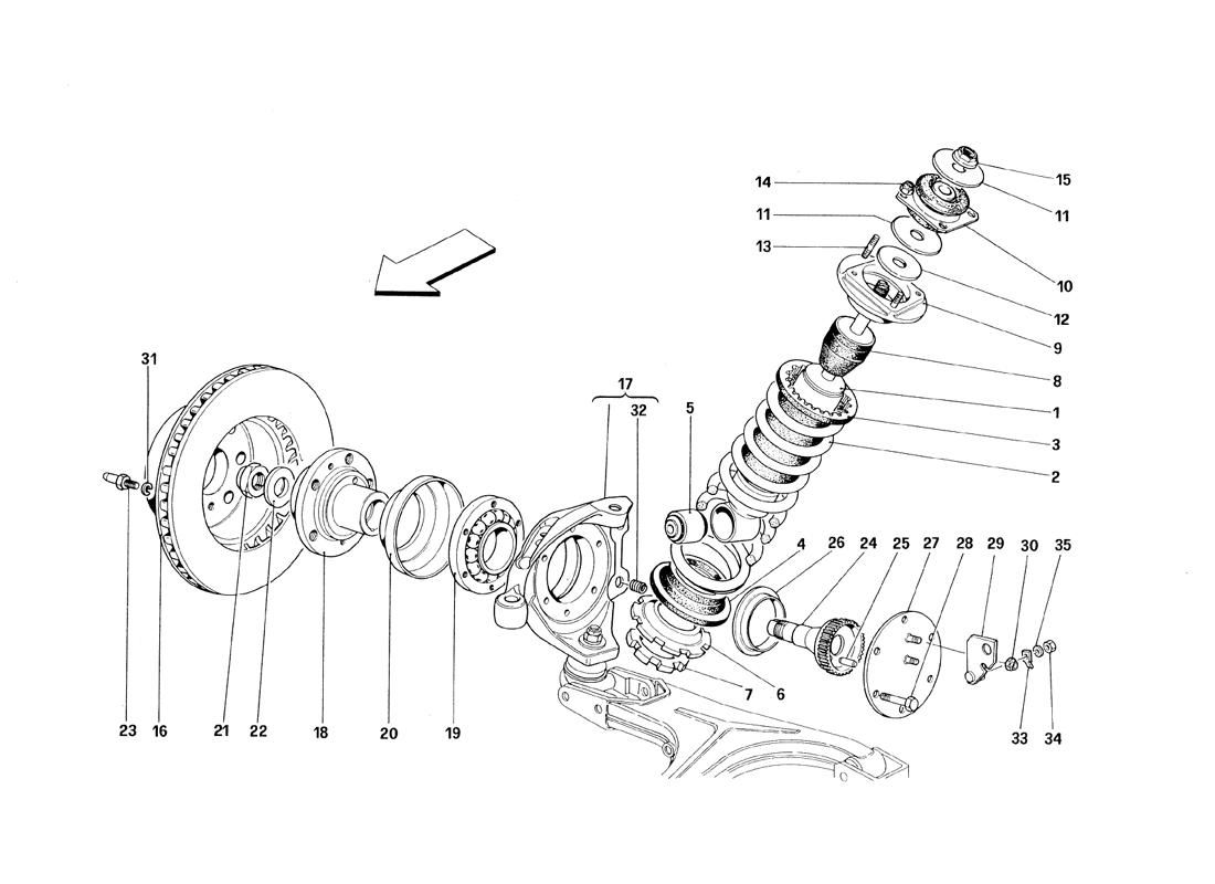 Schematic: Front Suspension - Shock Absorber And Brake Disc - Valid From Car Ass. Nr. 8799