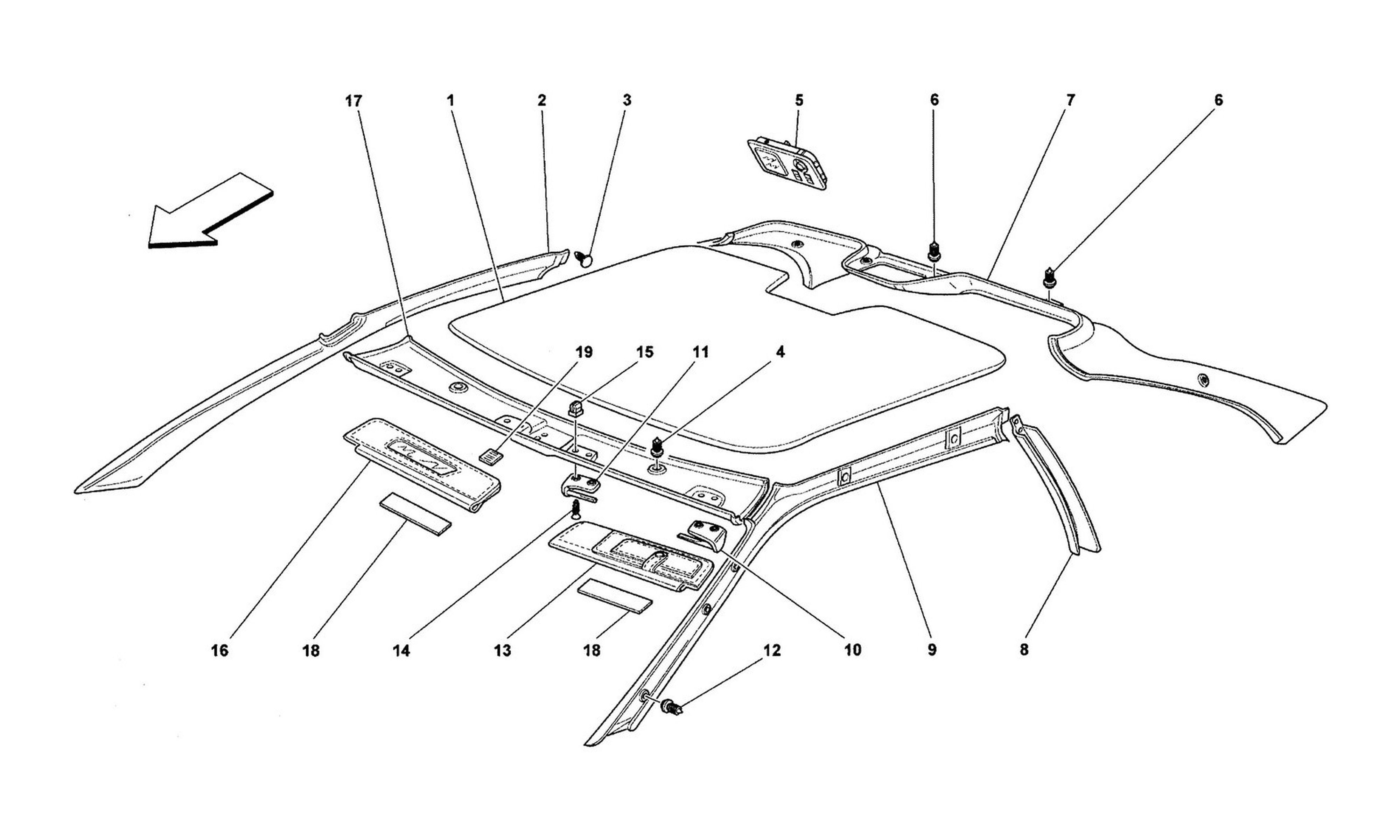 Schematic: Roof Trims -Valid For Berlinetta