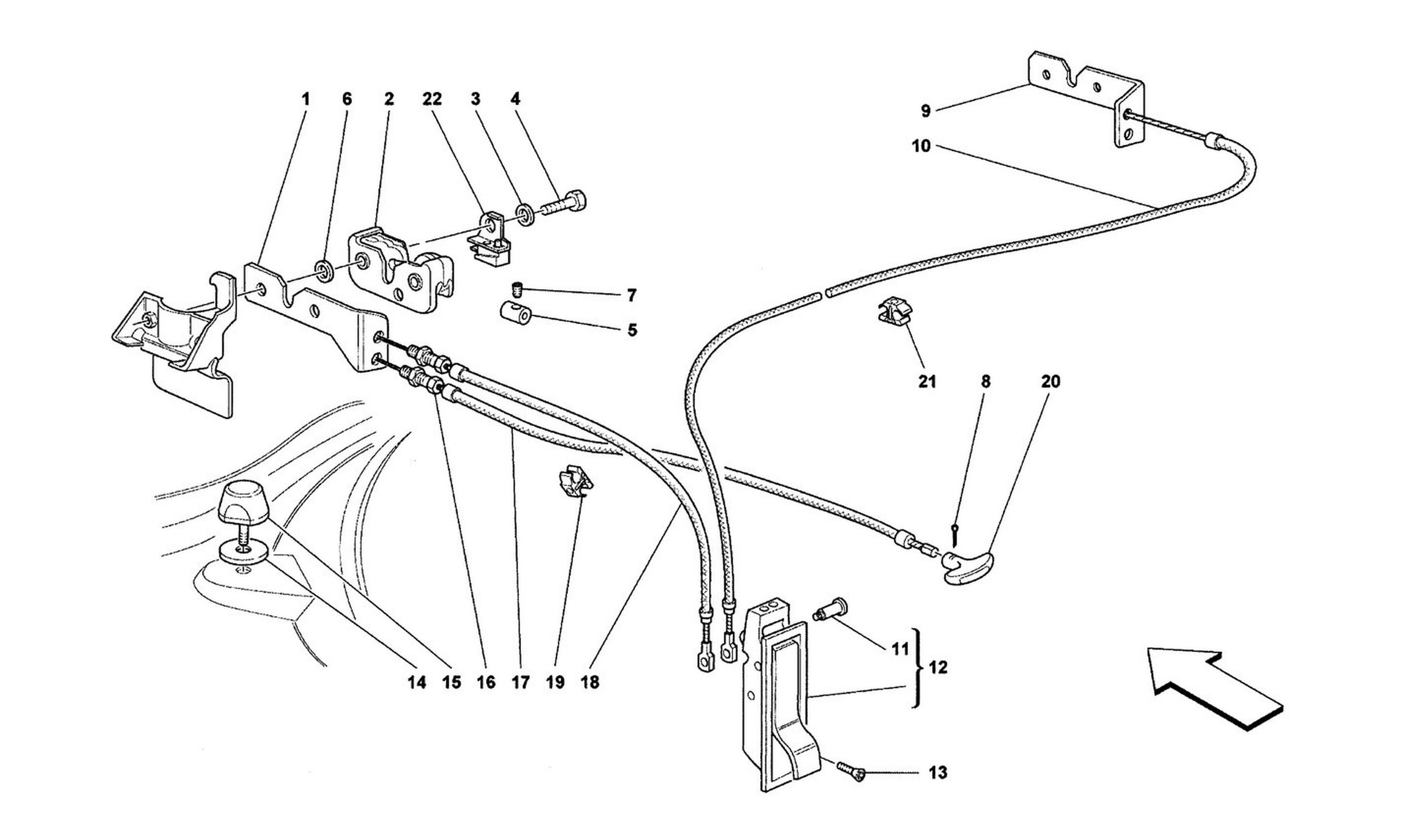 Schematic: Opening Device For Front Hood