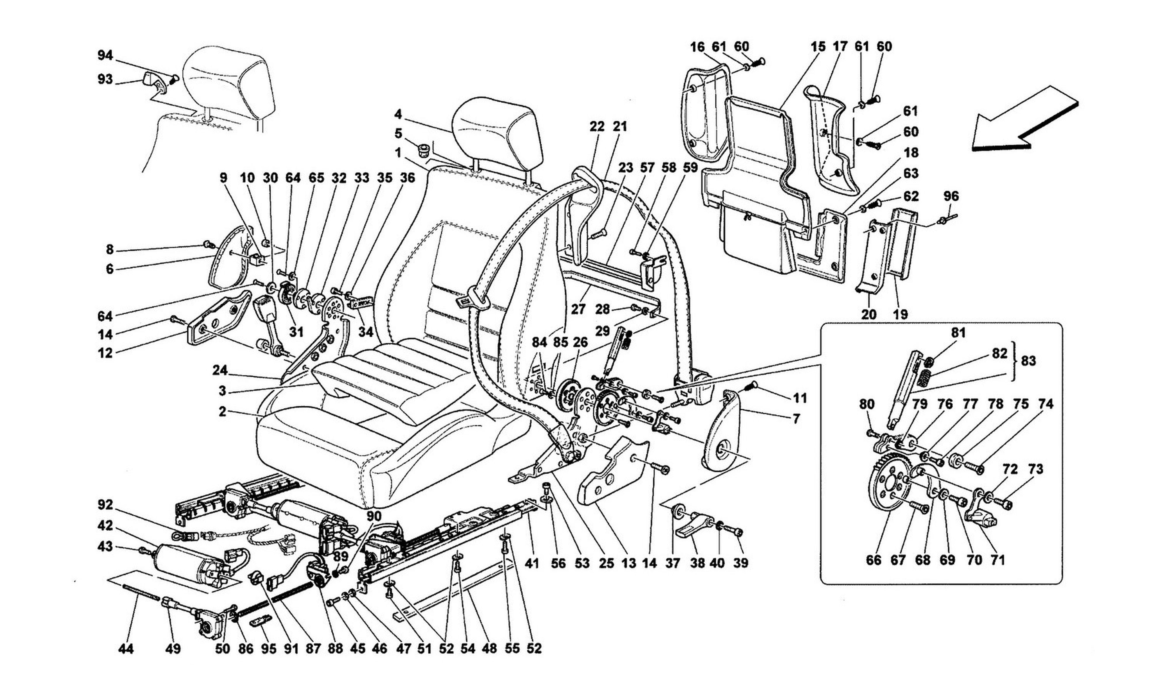 Schematic: Seats And Safety Belts -Valid For Spider-