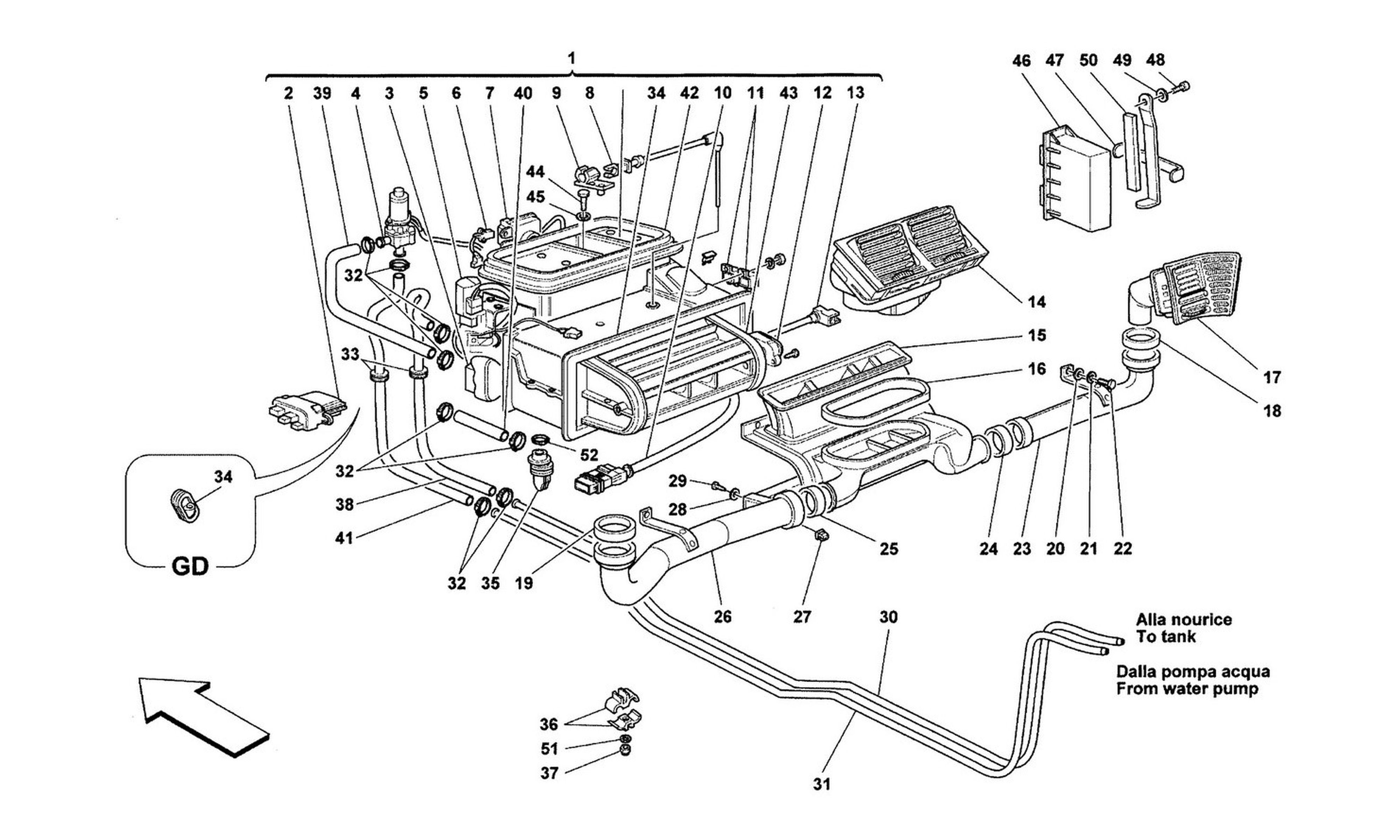 Schematic: Evaporator Unit And Passengers Compartment Aeration