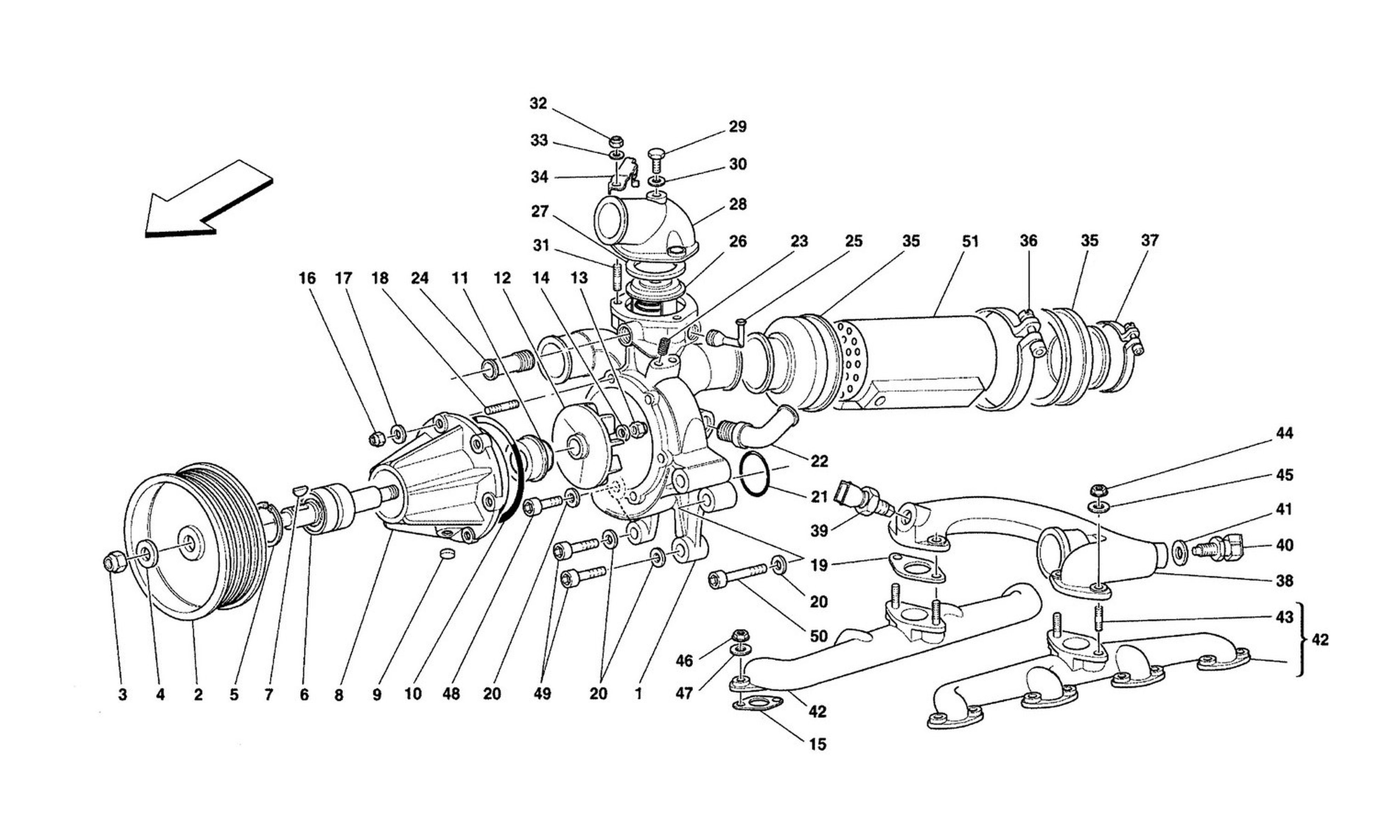 Schematic: Water Pump And Oil/Water Heat Exchanger