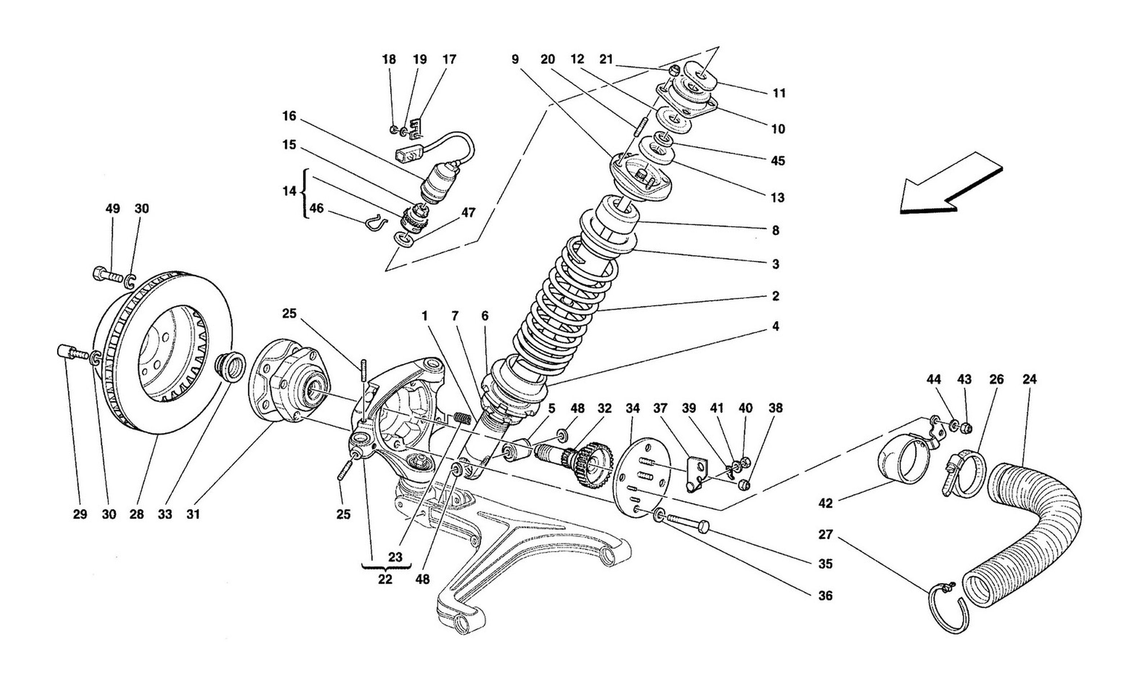 Schematic: Front Suspension - Shock Absorber And Brake Disc