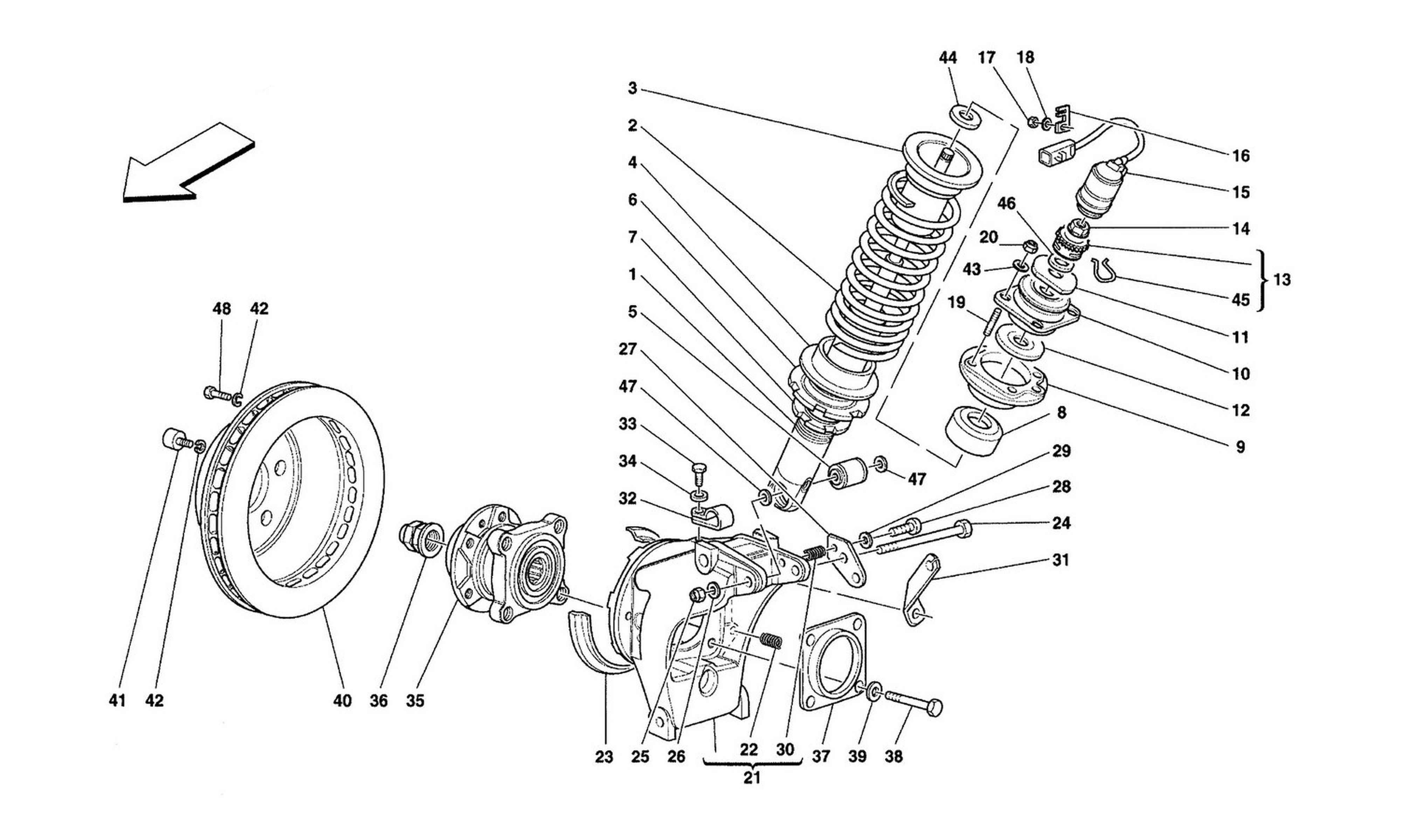 Schematic: Rear Suspension - Shock Absorber And Brake Disc