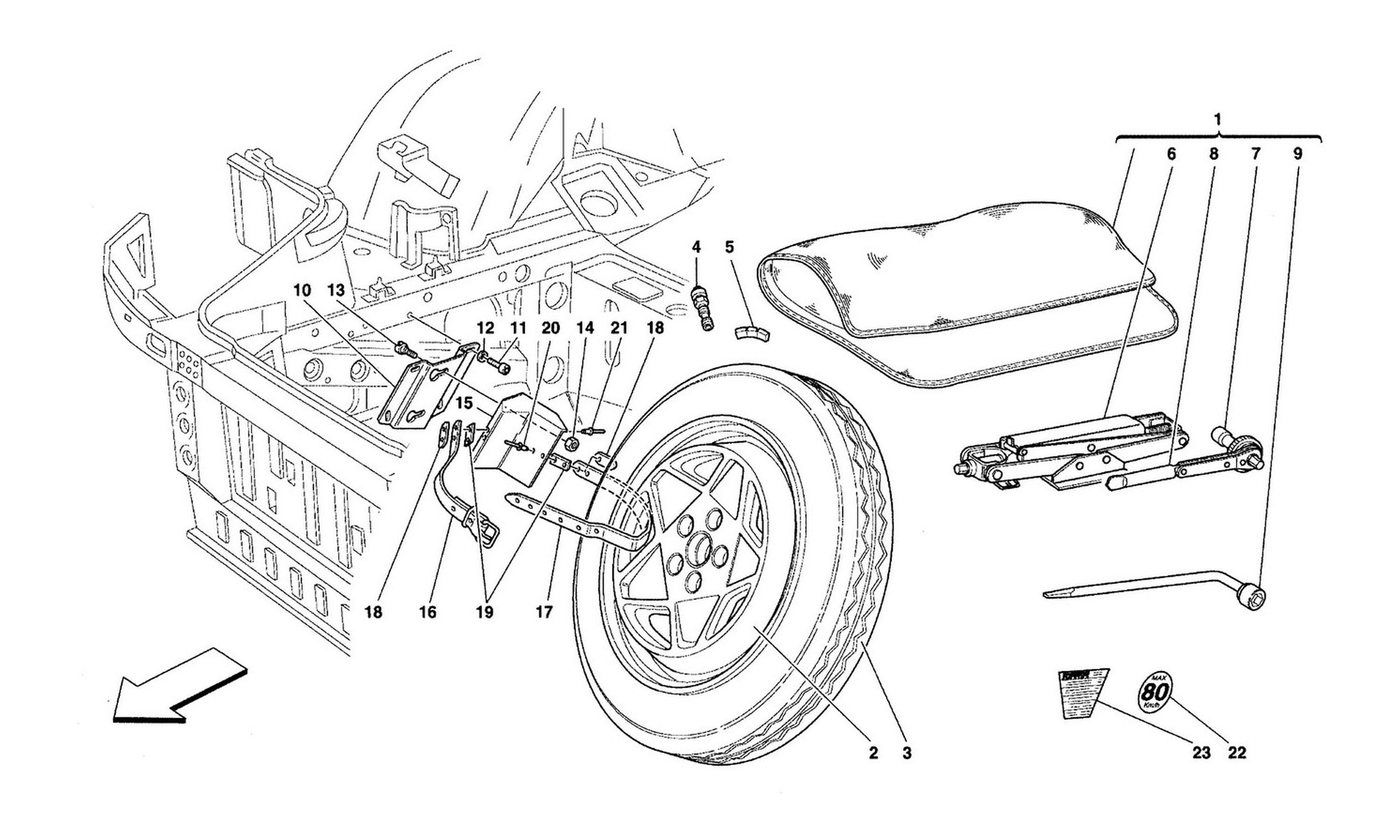 Schematic: Spare Wheel And Equipment - Optional-