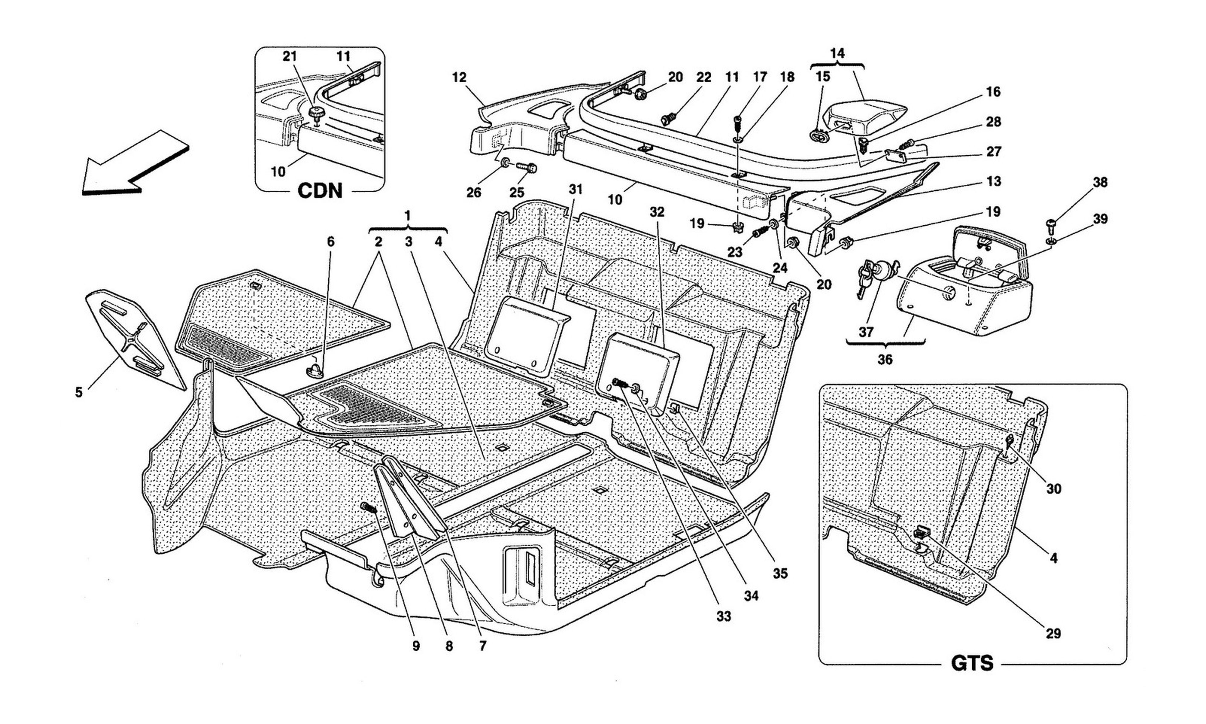 Schematic: Passengers Compartment Carpets -Not For Spider-