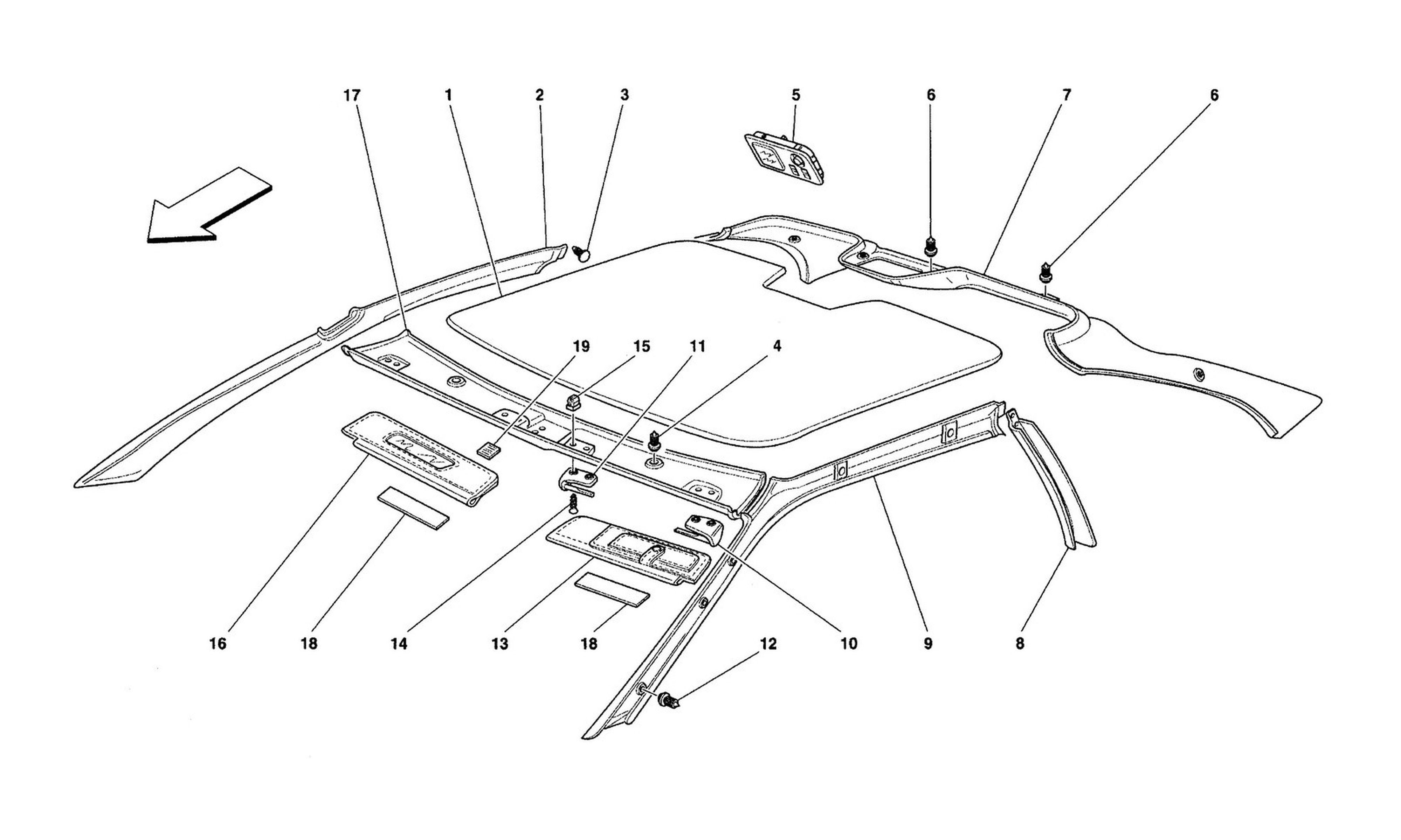 Schematic: Roof Trims -Valid For Berlinetta-