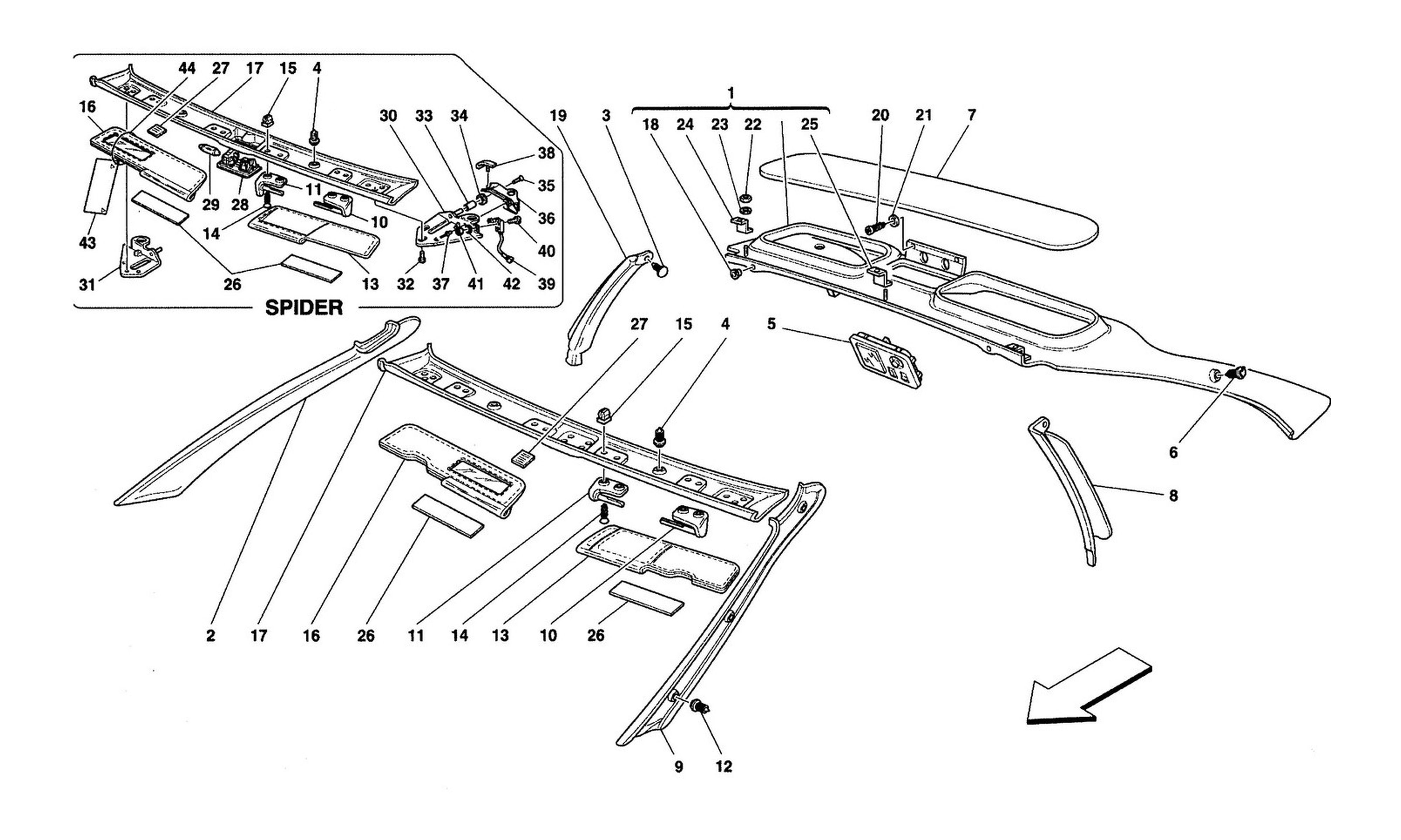 Schematic: Roof Trims -Valid For Gts And Spider-