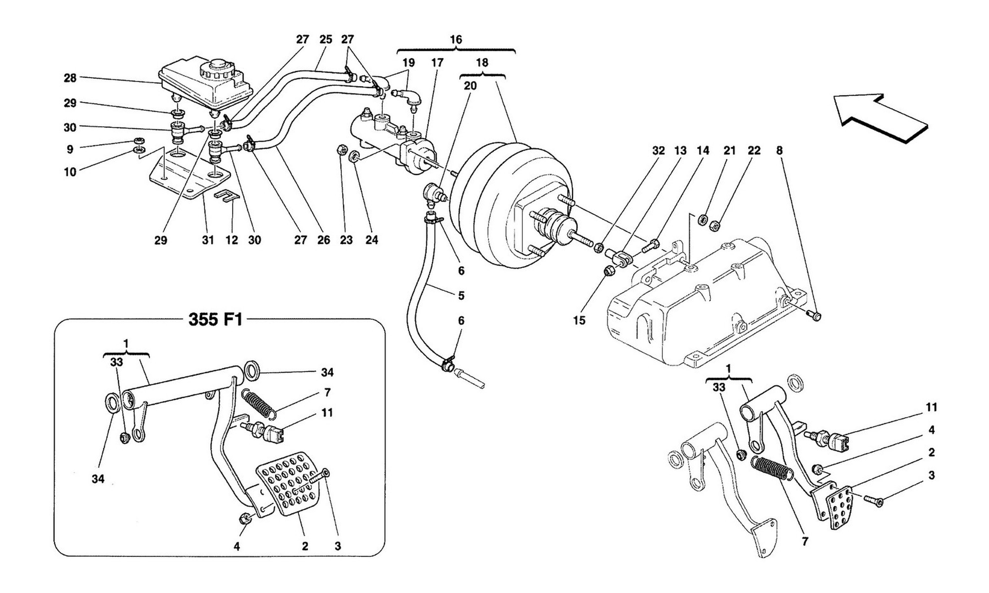 Schematic: Brake Hydraulic System -Valid For Abs Bosch And 355 F1 Cars-