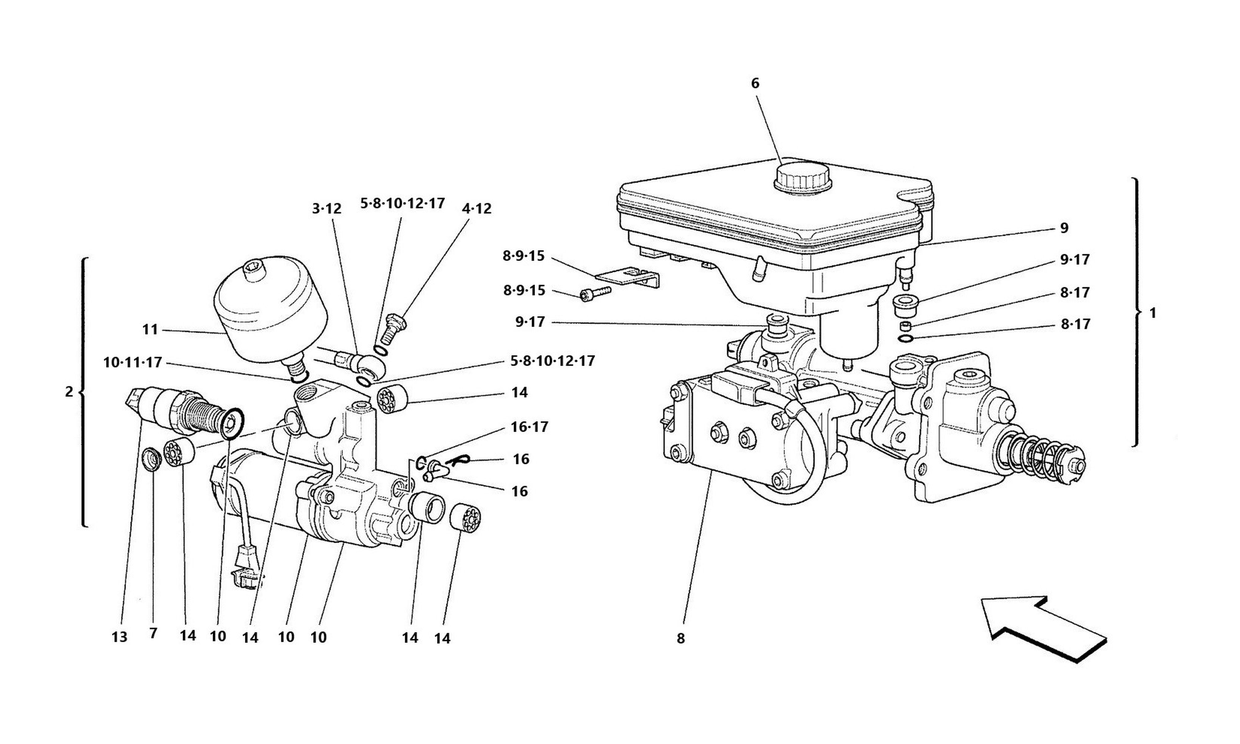 Schematic: Hydraulic System For Abs Teves -Not For Abs Bosch And 355 F1 Cars-