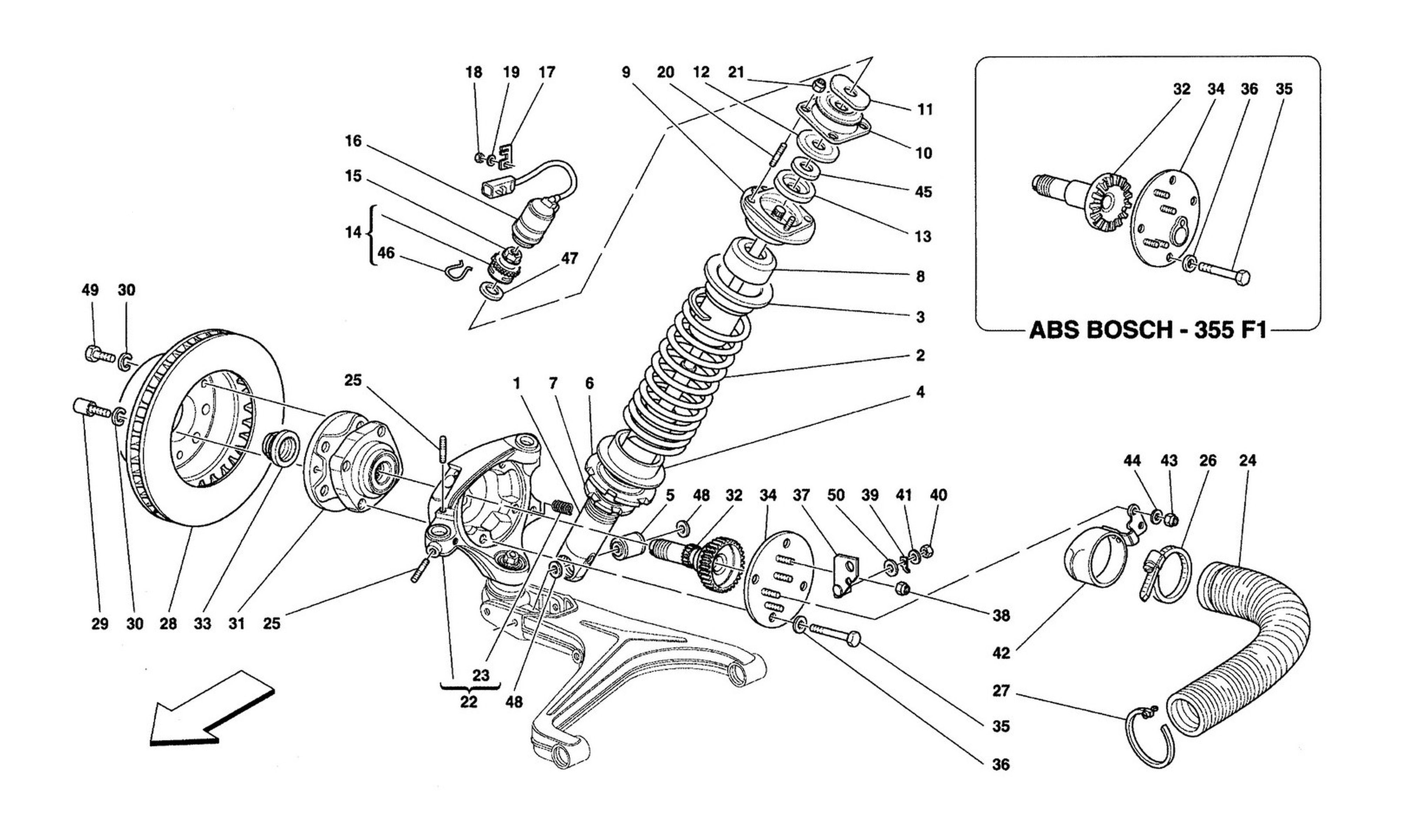 Schematic: Front Suspension - Shock Absorber And Brake Disc