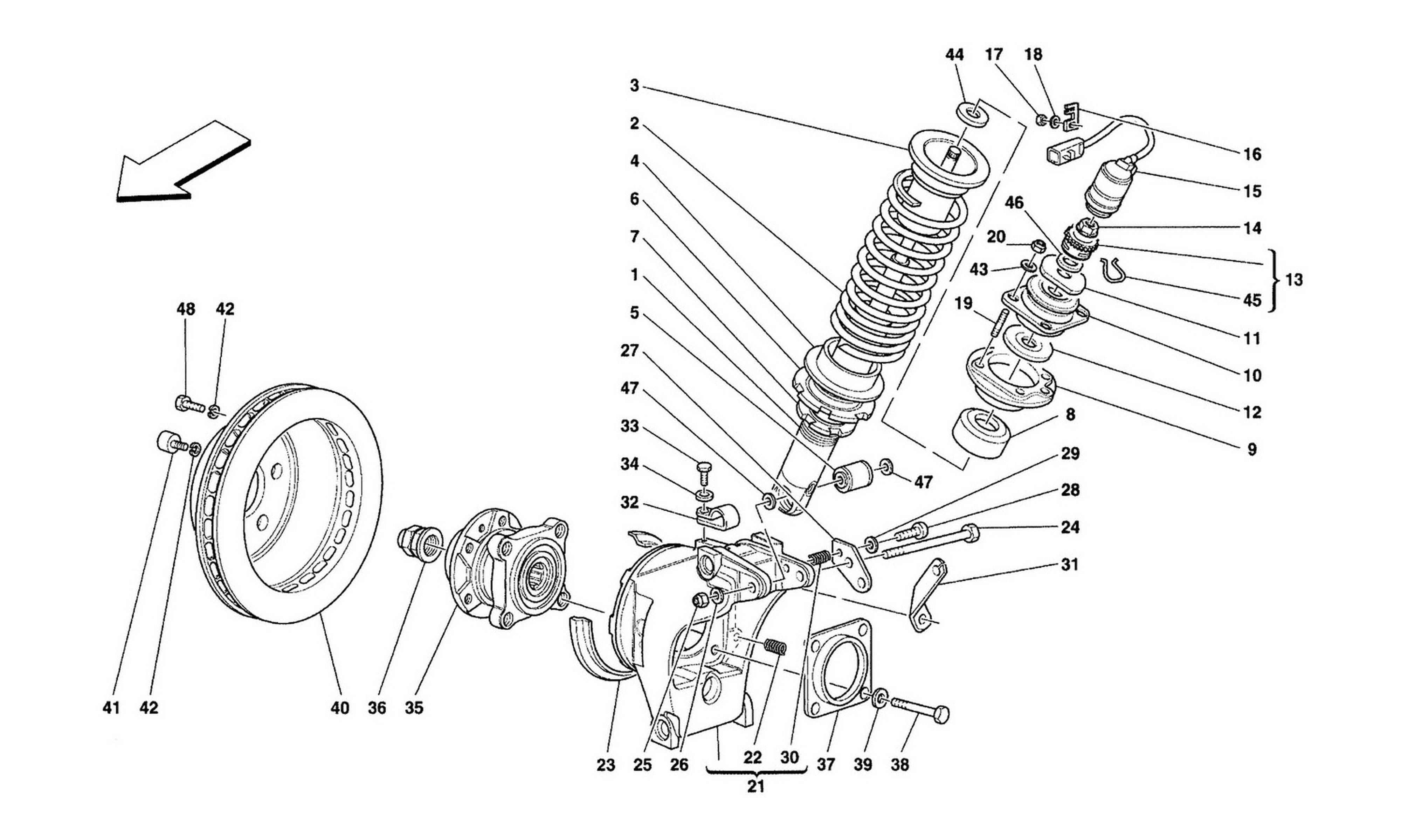 Schematic: Rear Suspension - Shock Absorber And Brake Disc