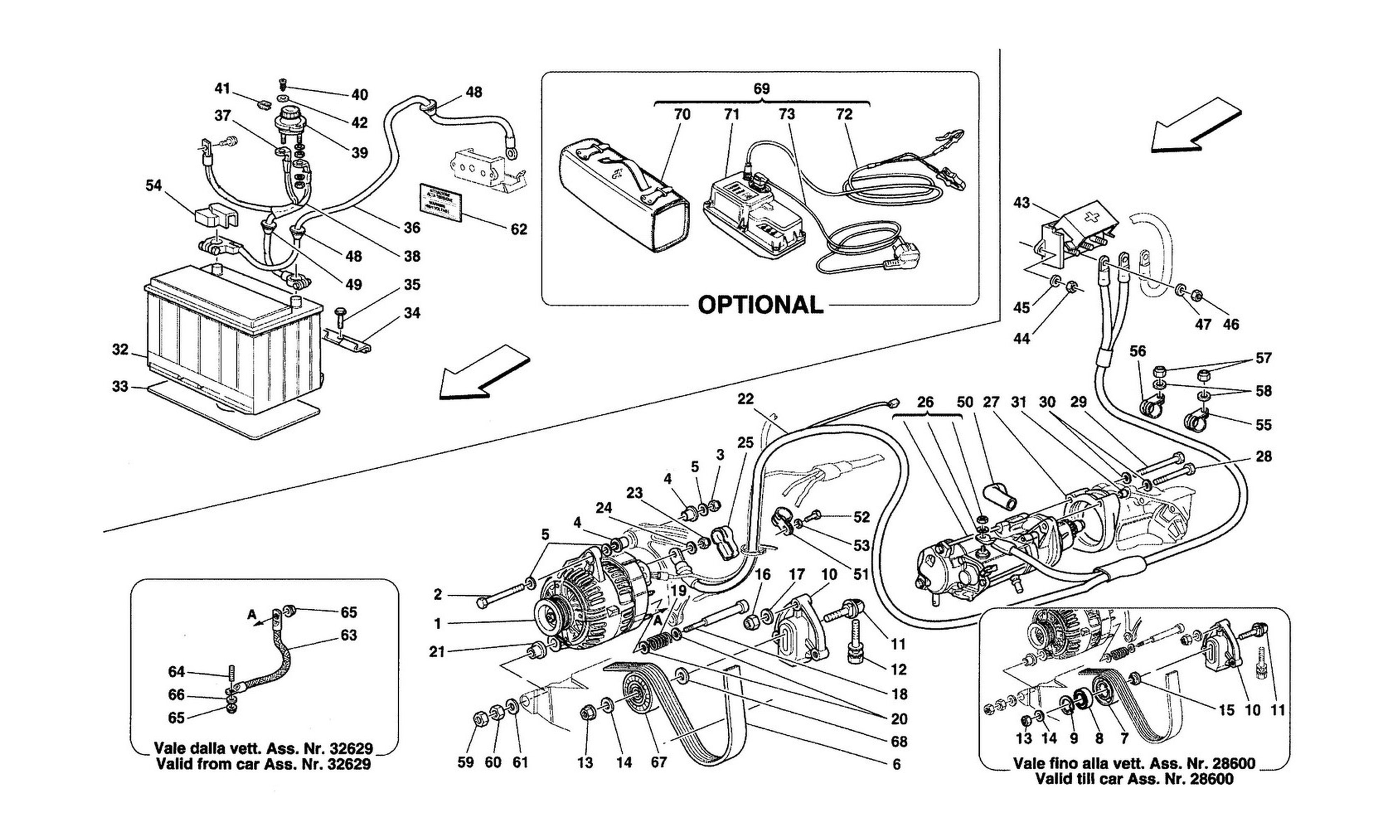 Schematic: Current Generator - Starting Motor - Battery