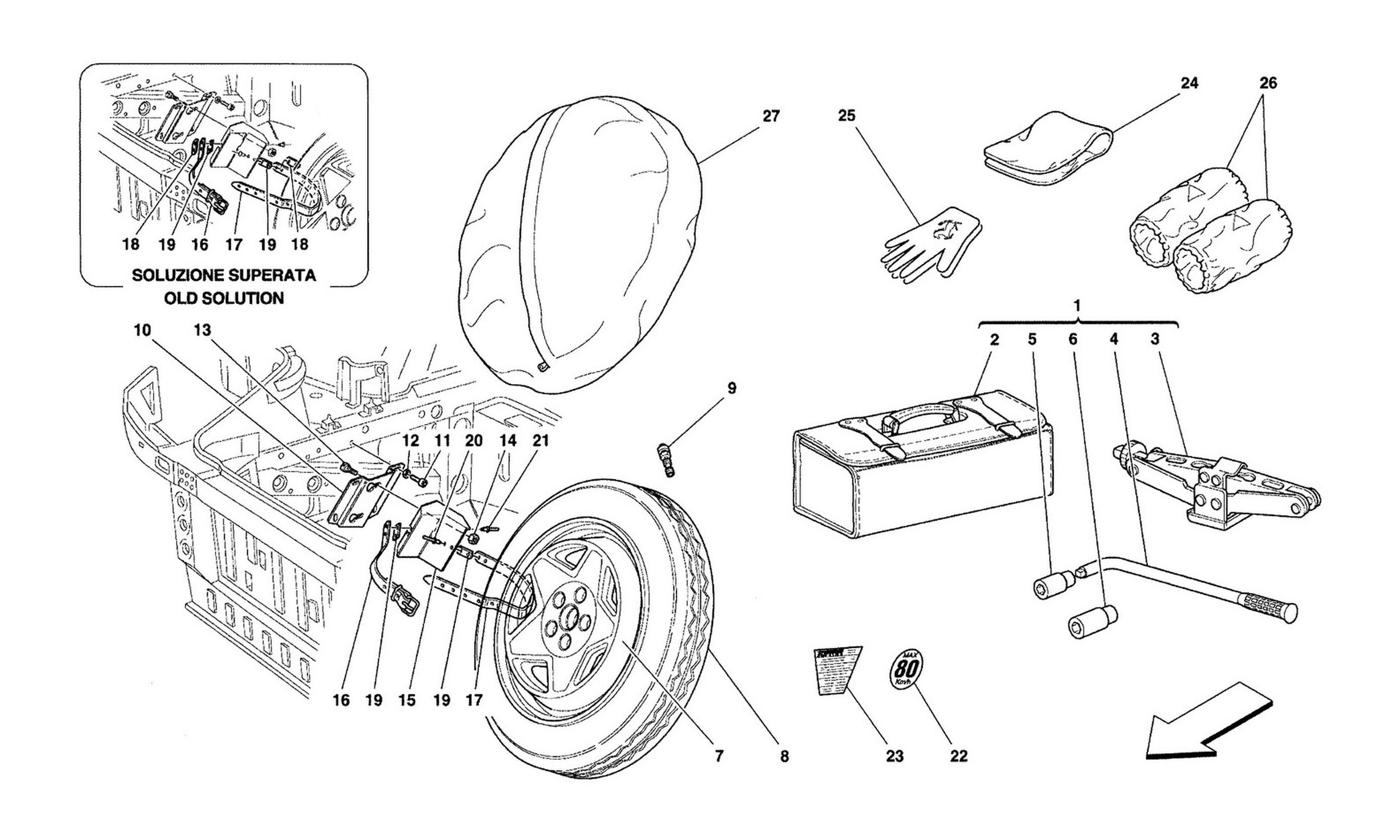Schematic: Spare Wheel And Equipment - Optional-