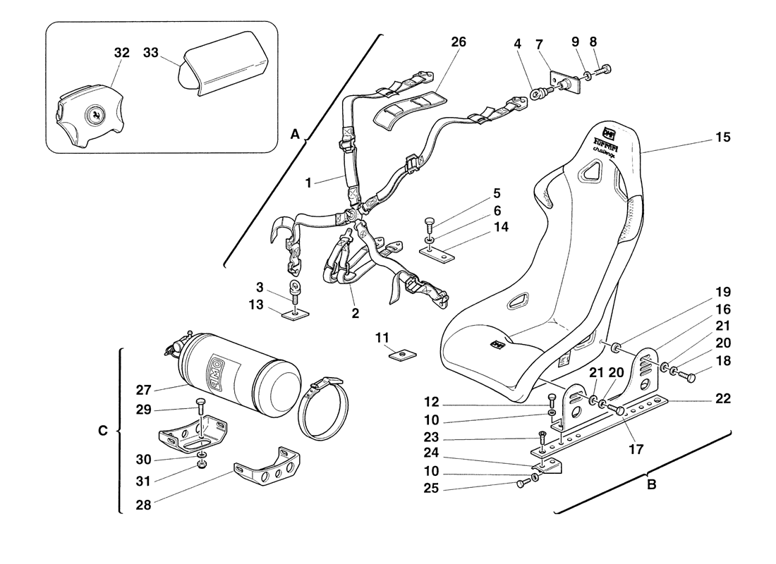 Schematic: Seat Safety Belts - Seat - Fire Extinguisher