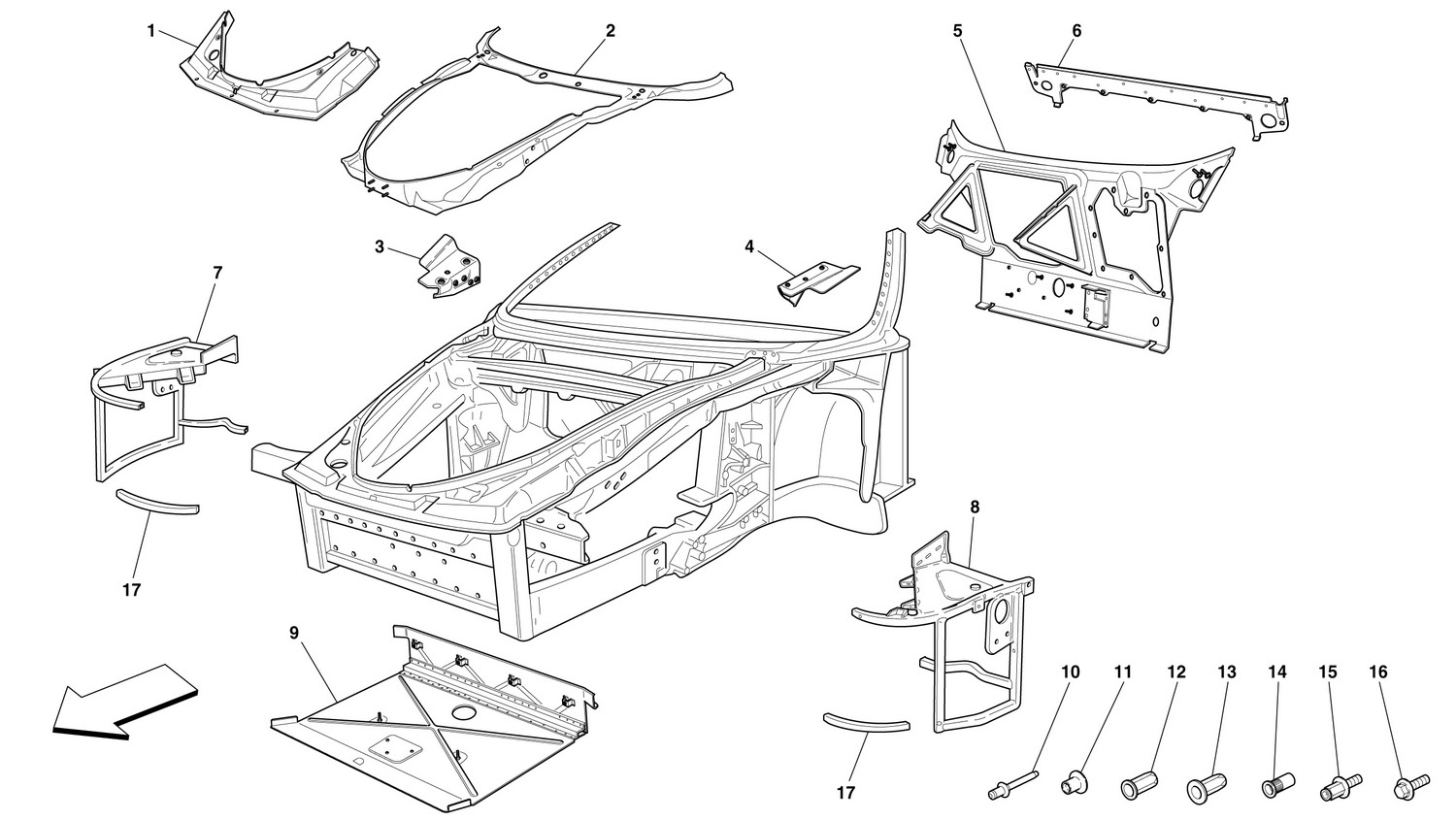 Schematic: Frame - Complete Front Part Structures And Plates