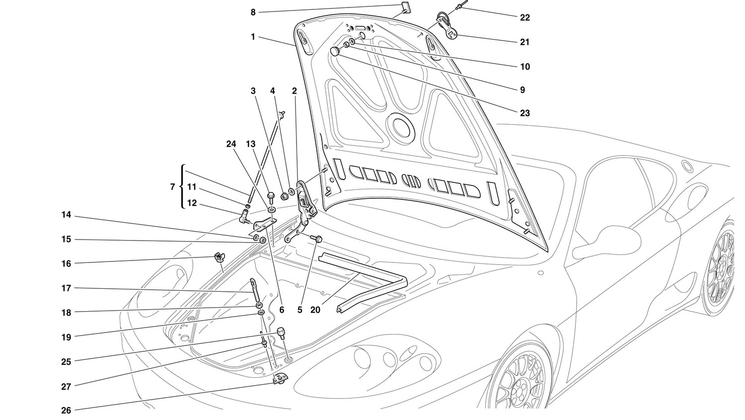 Schematic: Front Hood And Opening Device