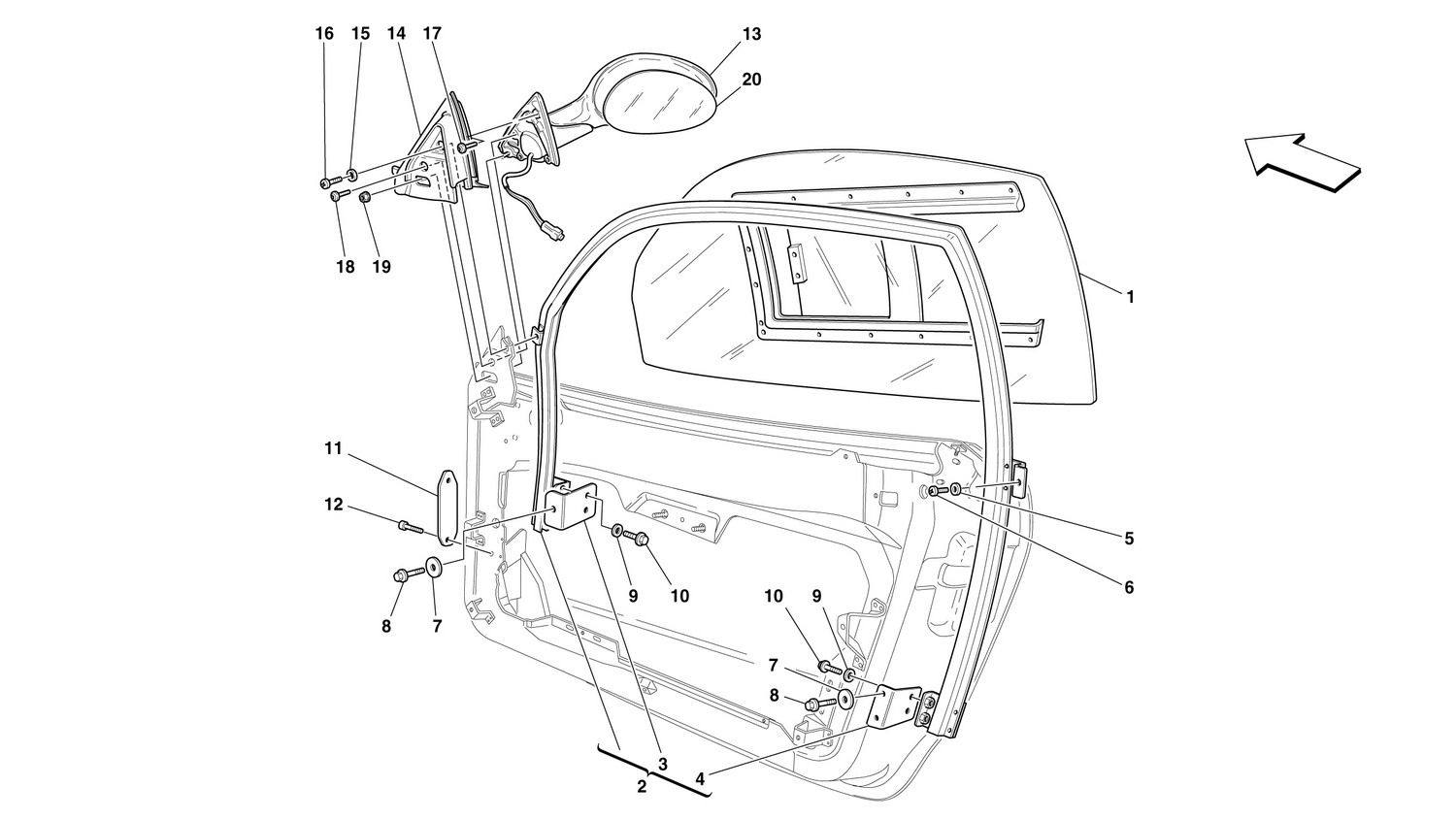 Schematic: Doors - Window And Rearview Mirror