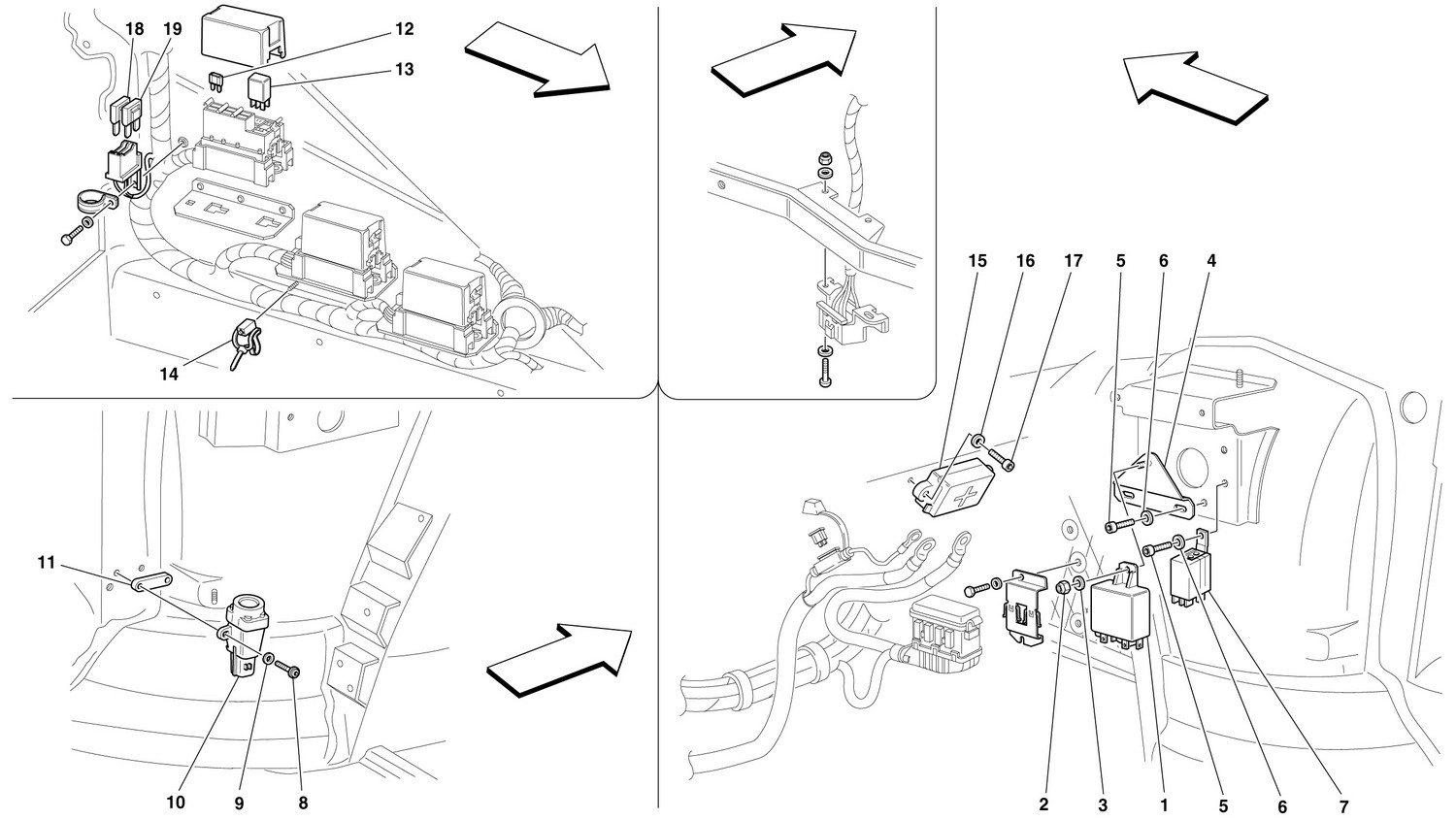 Schematic: Front Passengers Compartment Control Stations