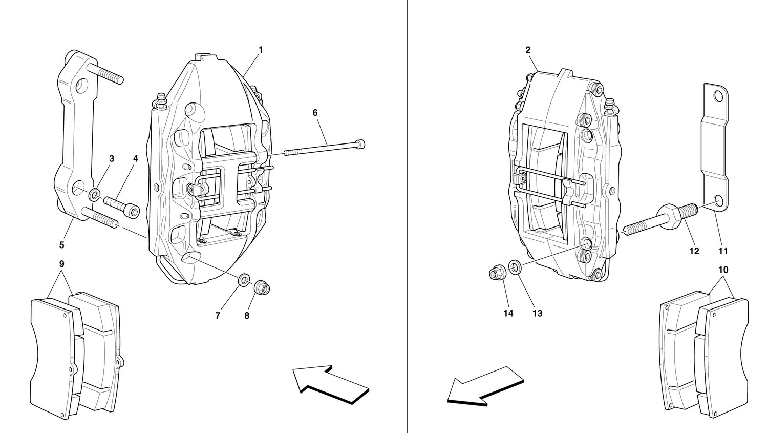 Schematic: Calipers For Front And Rear Brakes