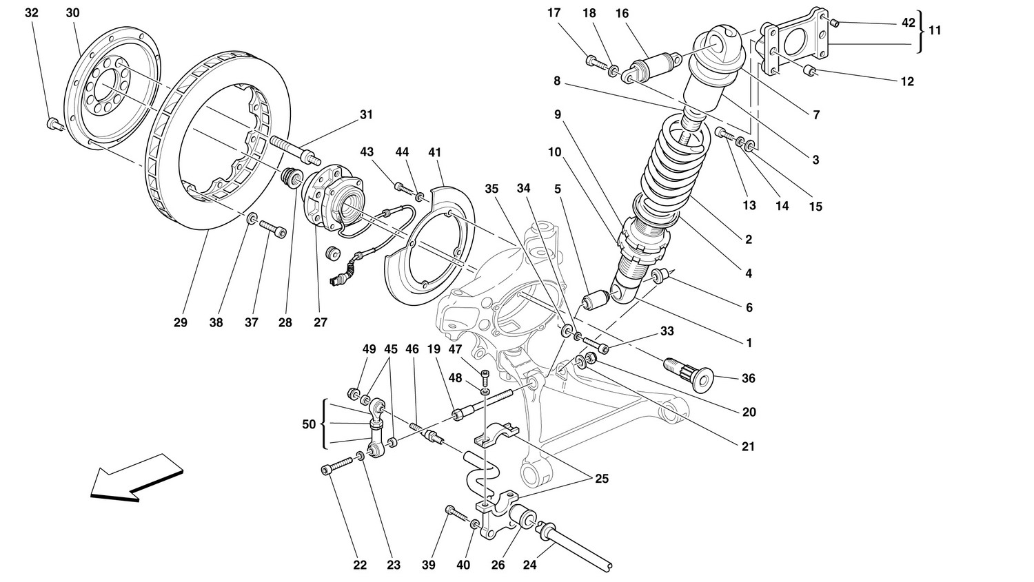 Schematic: Front Suspension - Shock Absorber And Brake Disc