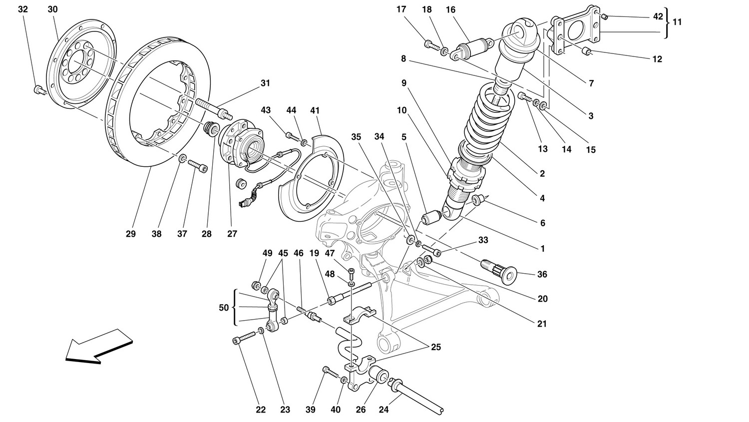 Schematic: Front Suspension - Shock Absorber And Brake Disc