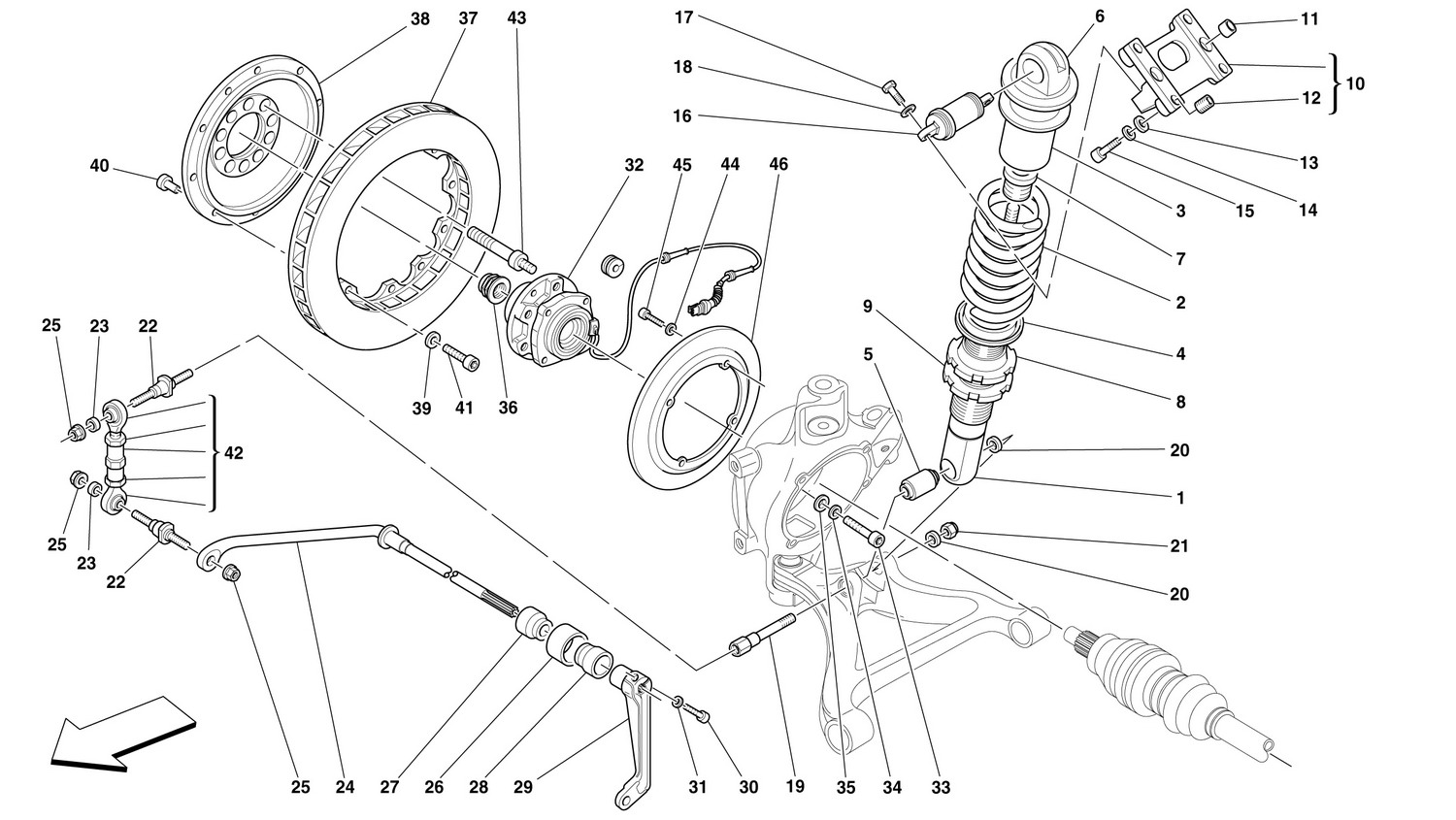 Schematic: Rear Suspension - Shock Absorber And Brake Disc