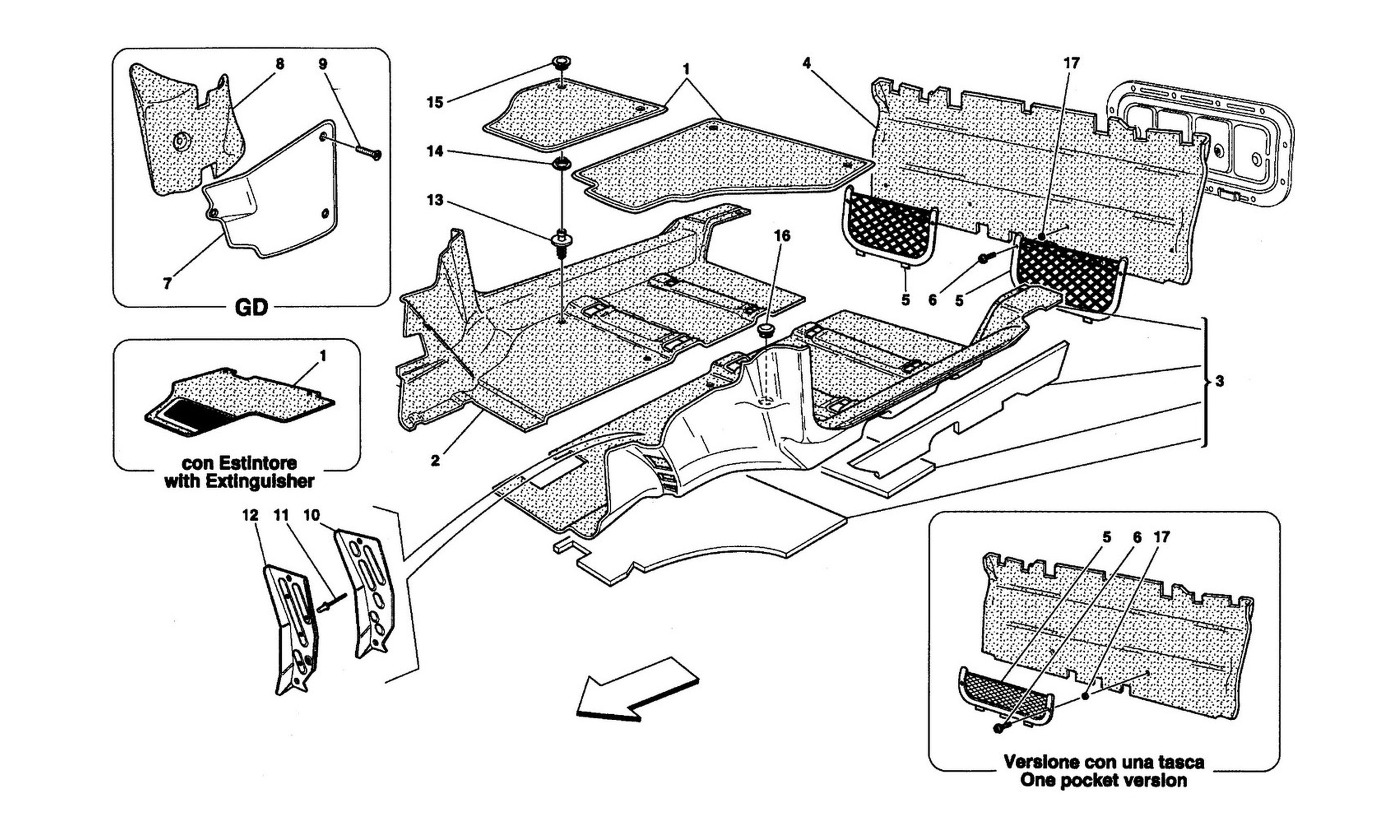 Schematic: Passengers Compartment Carpets