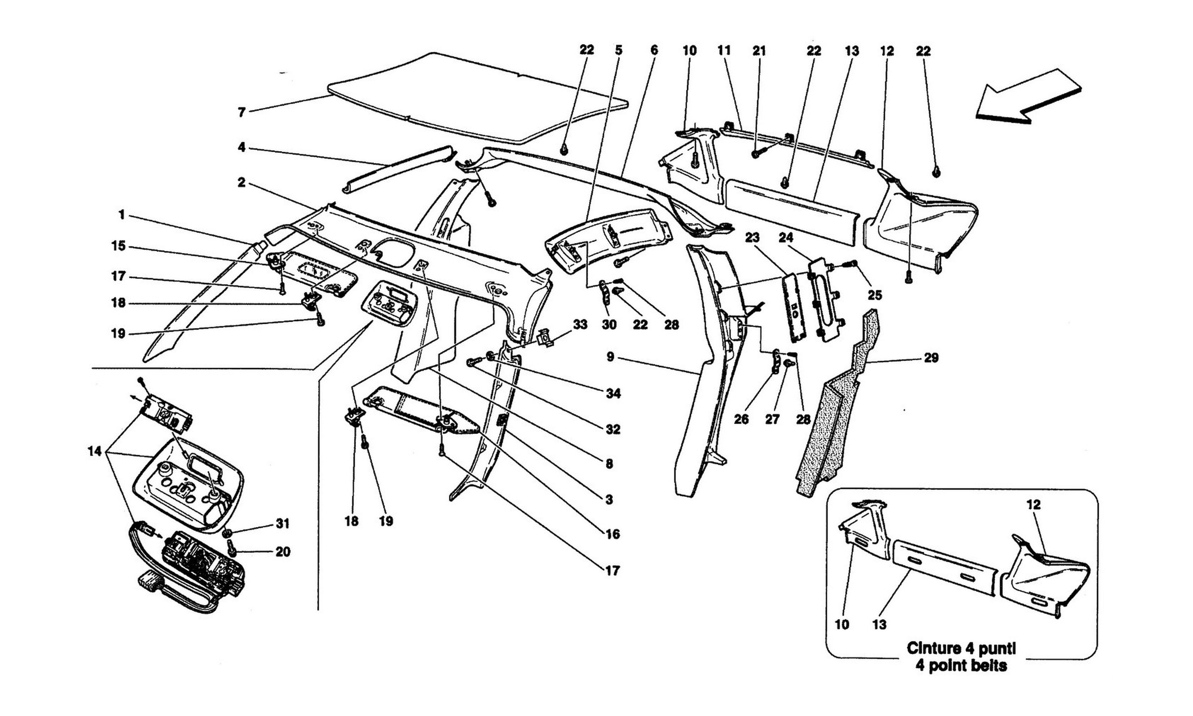 Schematic: Roof Panel Upholstery And Accessories