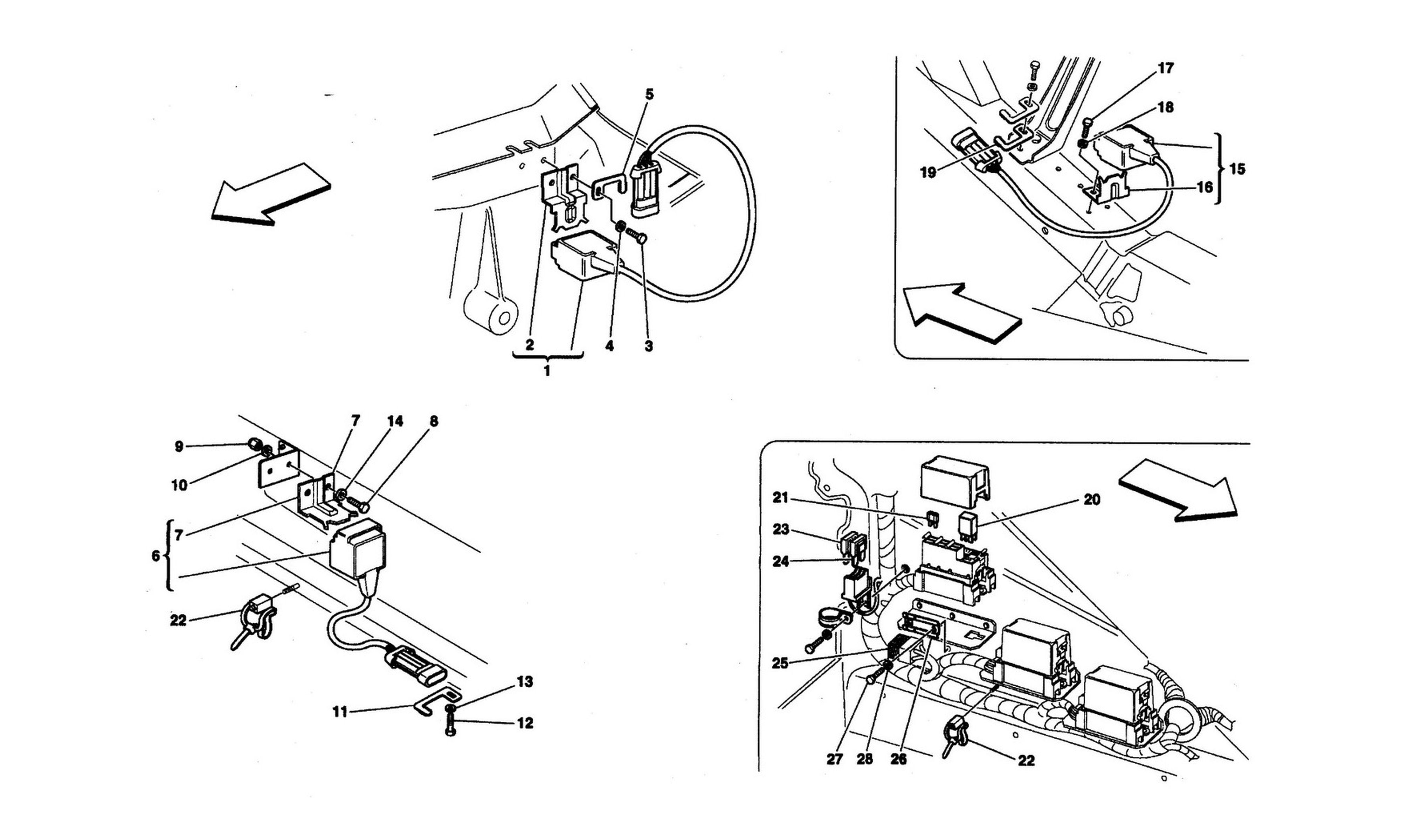 Schematic: Front And Motor Compartments Electrical Boards And Sensor