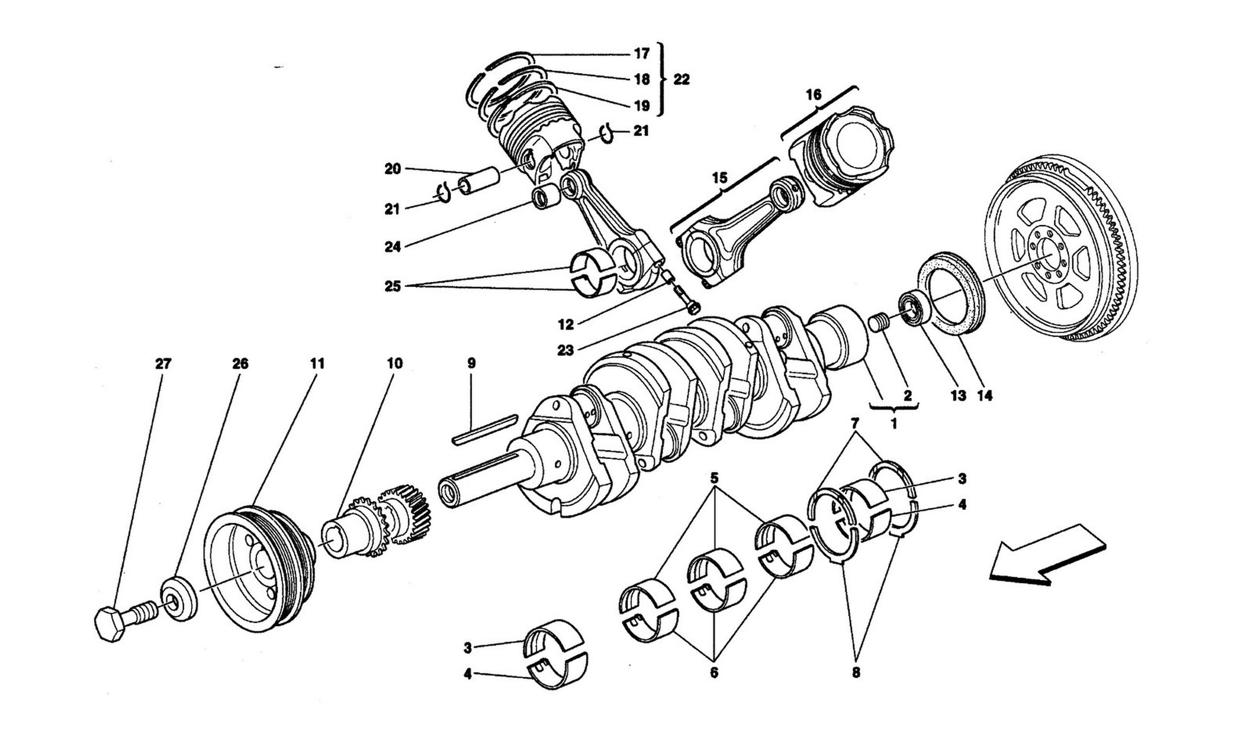 Schematic: Driving Shaft - Connecting Rods And Pistons